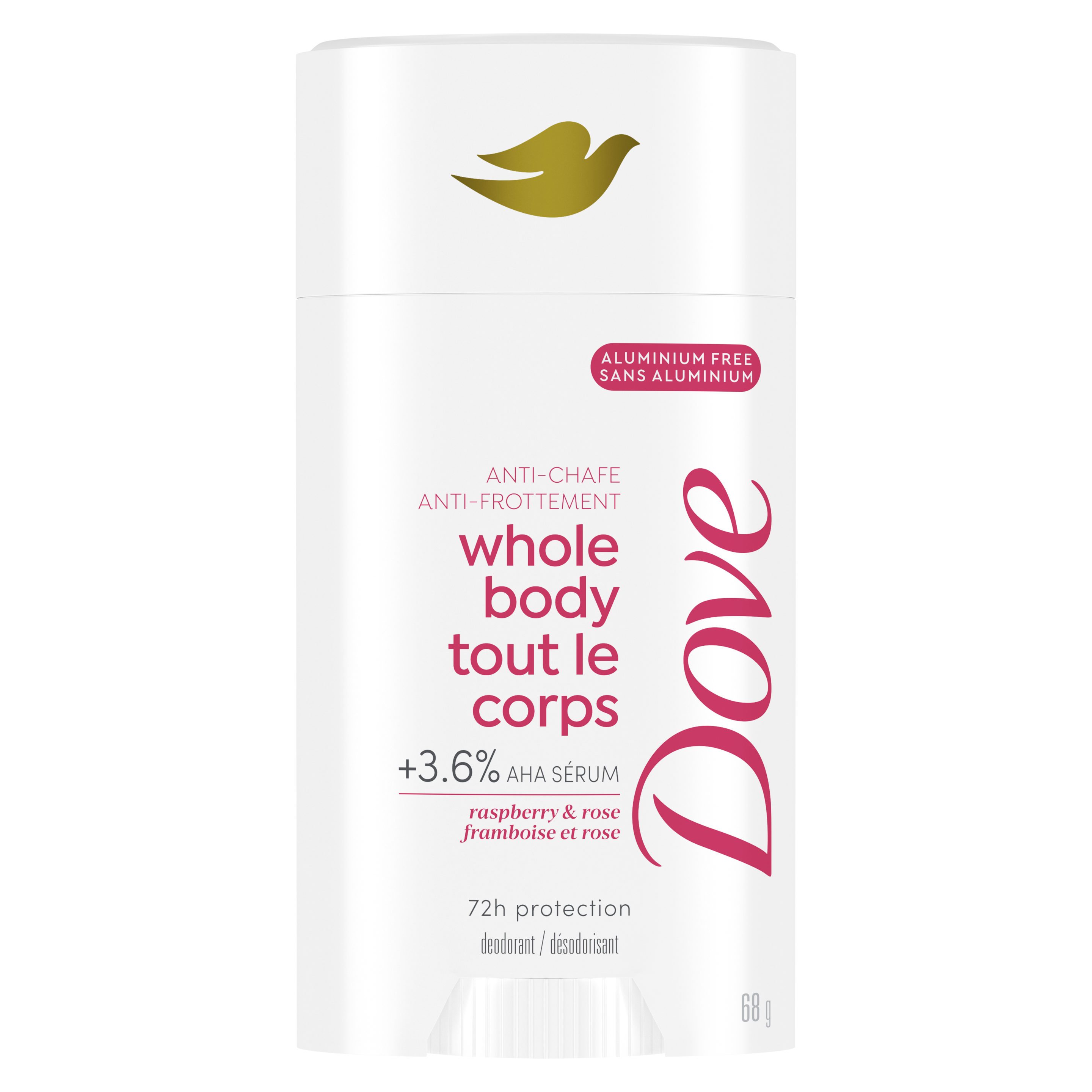 Dove Raspberry & Rose Anti-Chafe Whole Body Deodorant Stick packshot