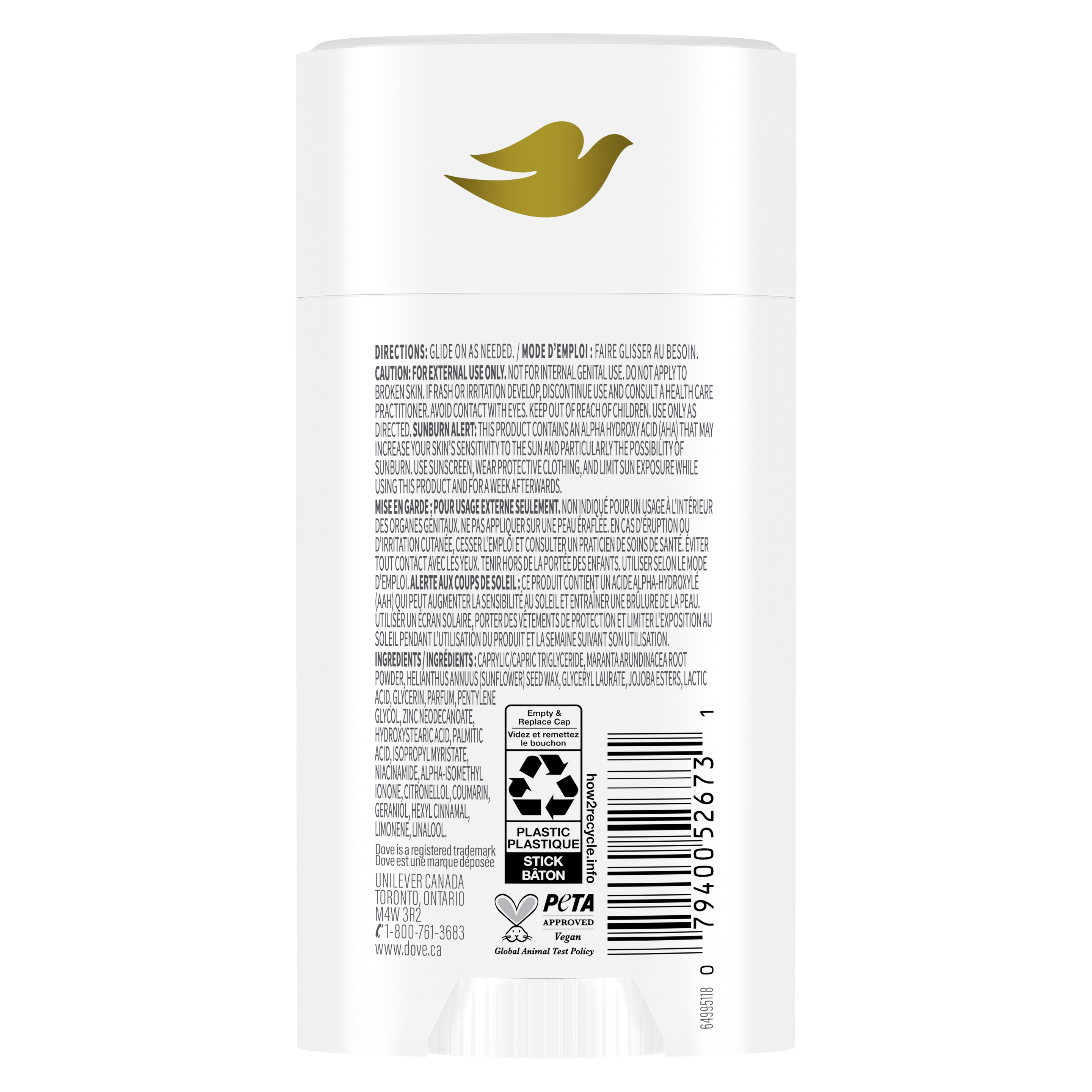 Dove Raspberry & Rose Anti-Chafe Whole Body Deodorant Stick