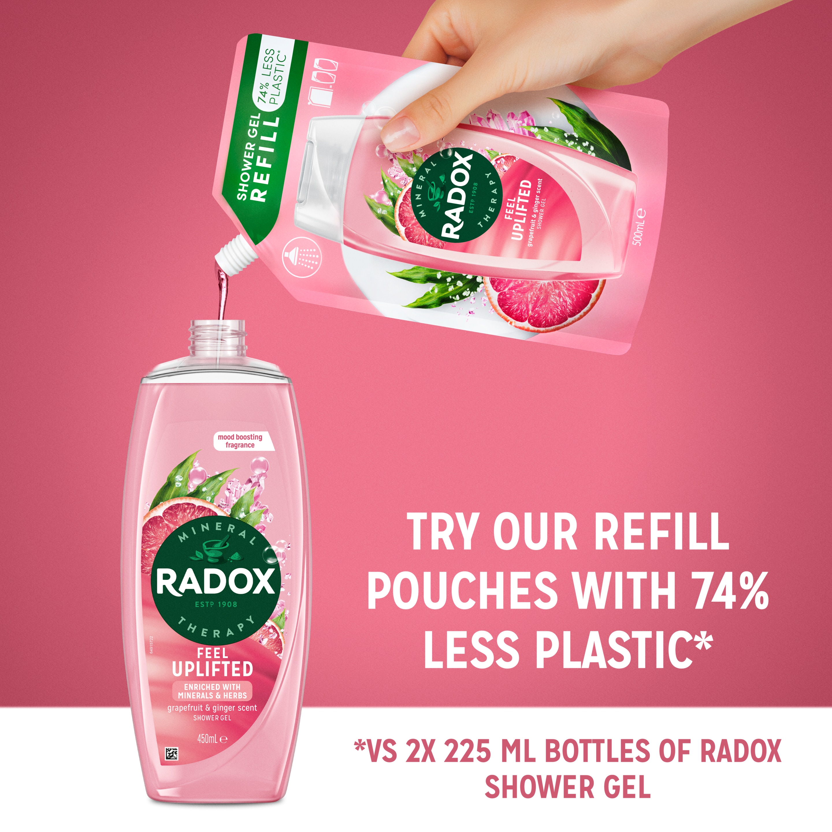 Radox Feel Uplifted Shower Gel 225ml with Grapefruit & Ginger