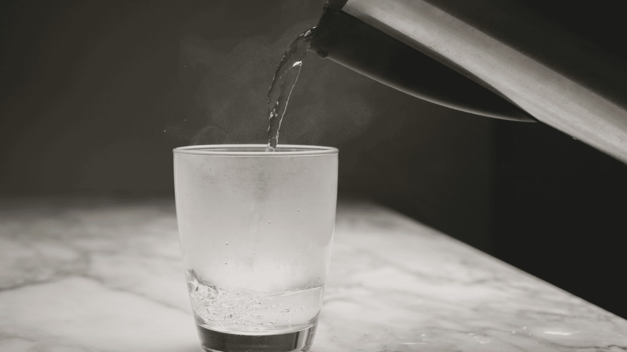 A glass of hot water