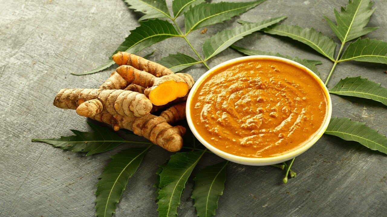 Neem, gram flour and turmeric scrub