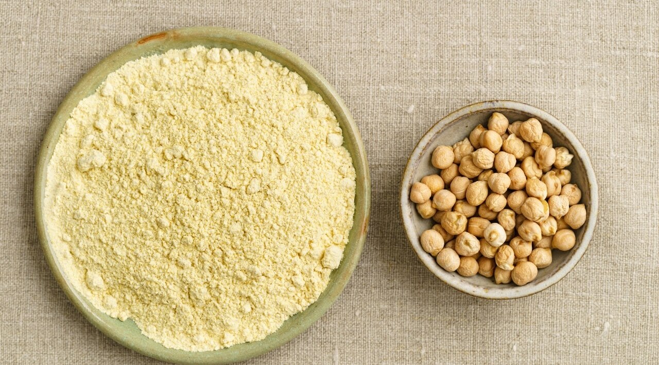 Gram flour and rose water
