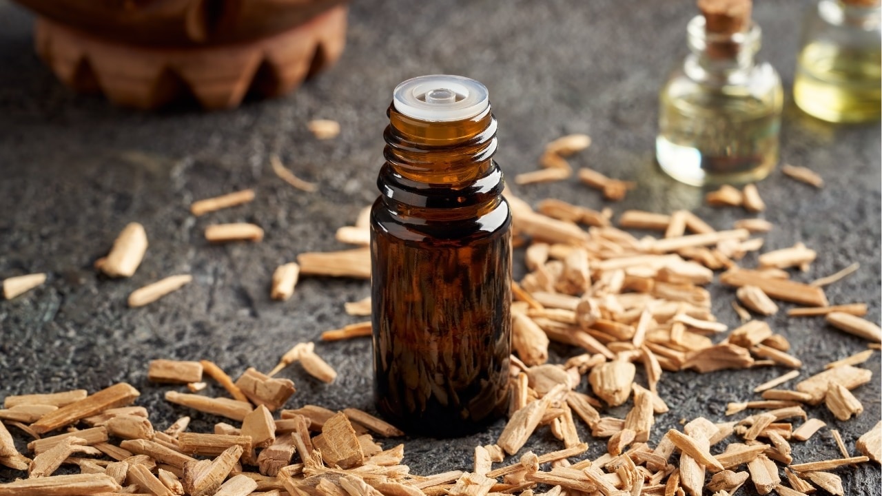 Cedarwood essential oil to alleviate scalp dryness