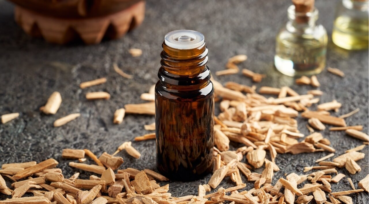 Cedarwood essential oil to alleviate scalp dryness