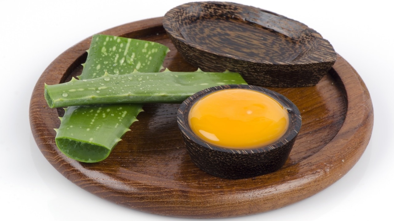 Egg-castor-oil-and-aloe-vera-mask