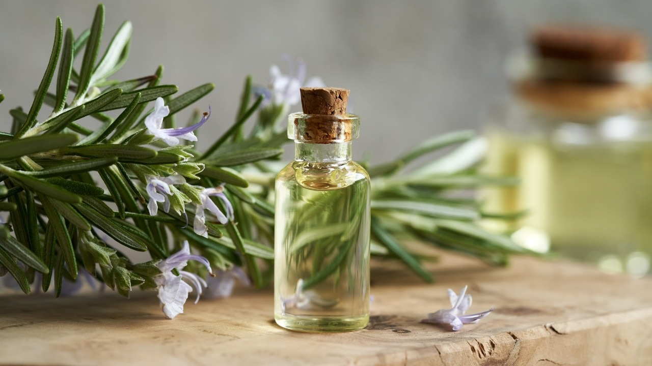 Rosemary essential oil to boost blood circulation on scalp