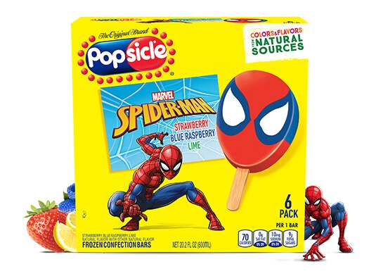 Box of Spiderman Popsicle ice pops