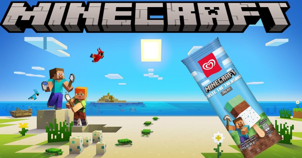Minecraft gameplay image with Wall's limited-edition ice cream overlayed
