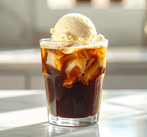 Cold brew topped with a scoop of  Talenti Madagascan Vanilla Bean Gelato