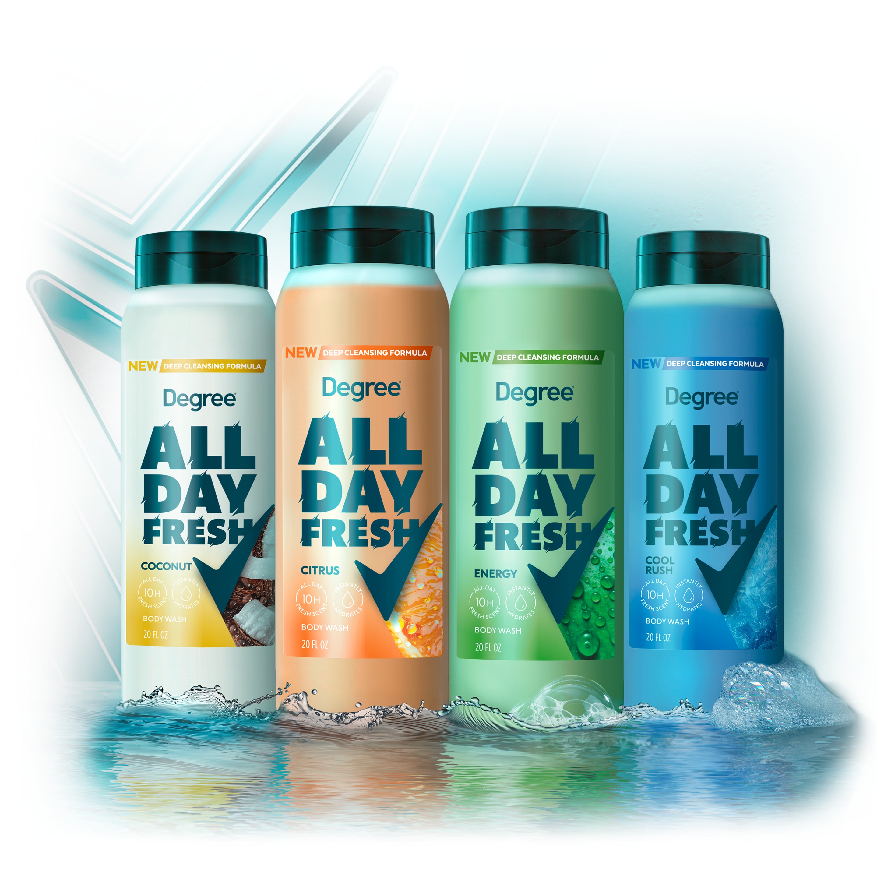 DEGREE BODY WASH FRESH ENERGY 4 PIECE 20 OZ. product package