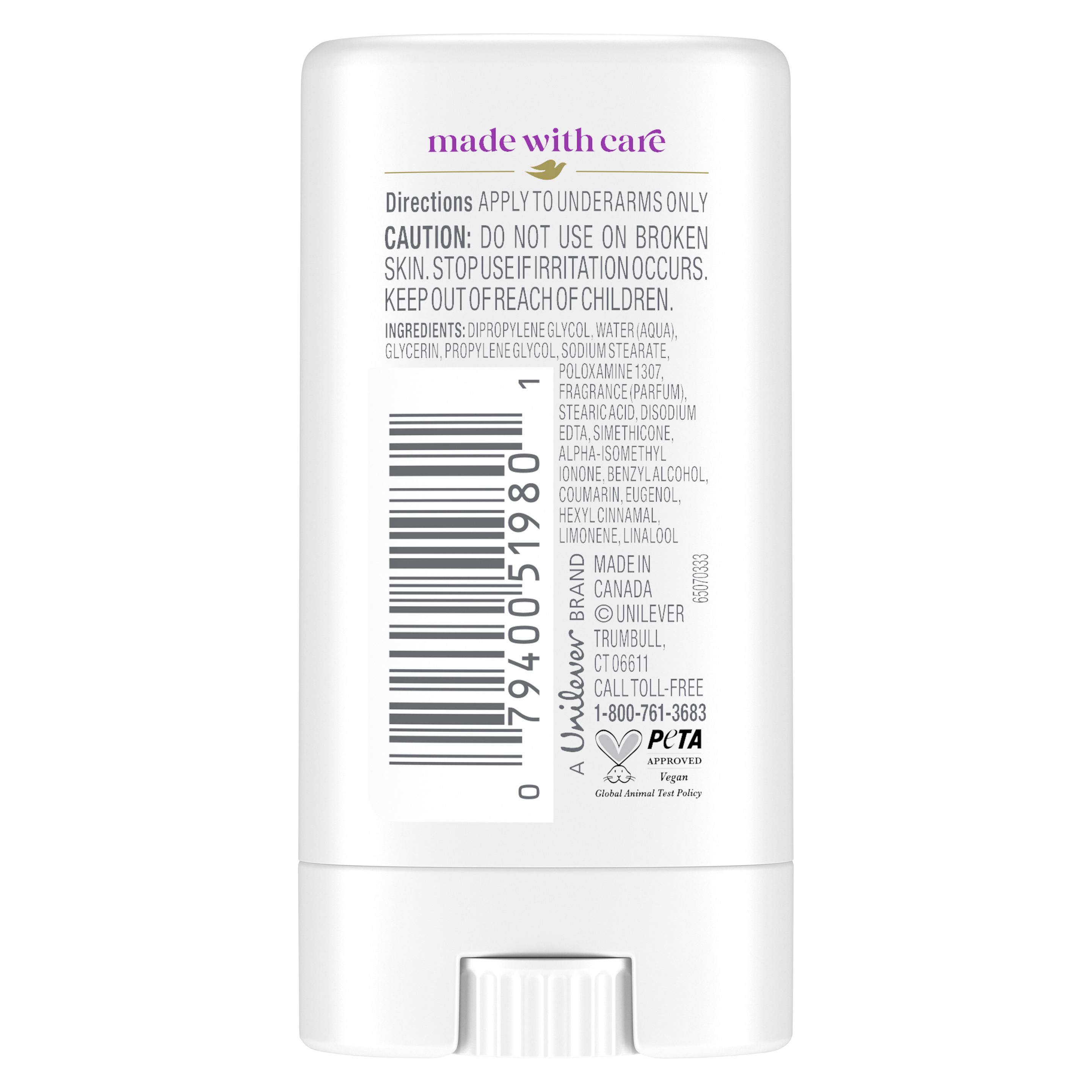 Aluminum Free Deodorant Stick Coconut & Pink Jasmine