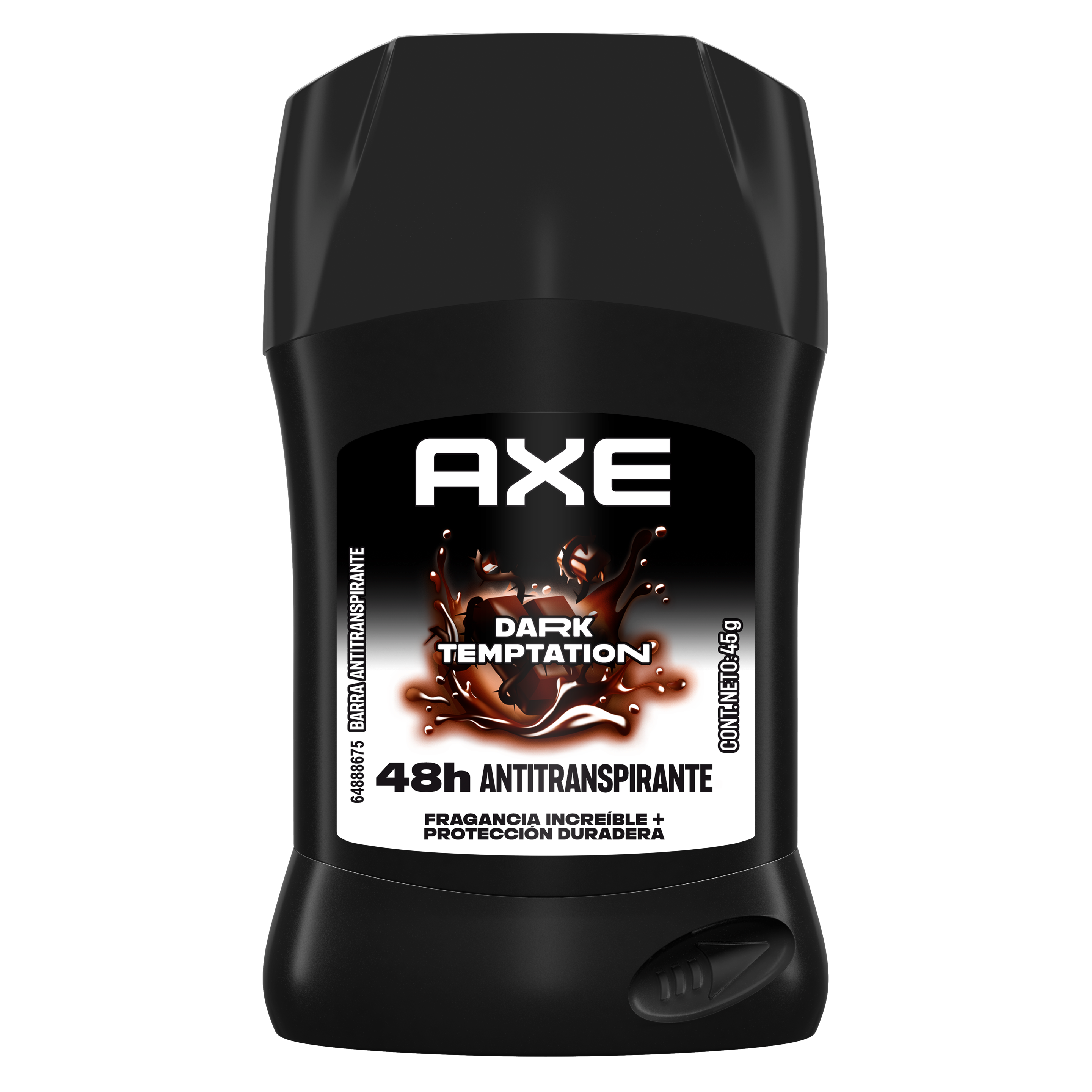 72 horas de protección con el antitranspirante en barra AXE Dark Temptation. packshot