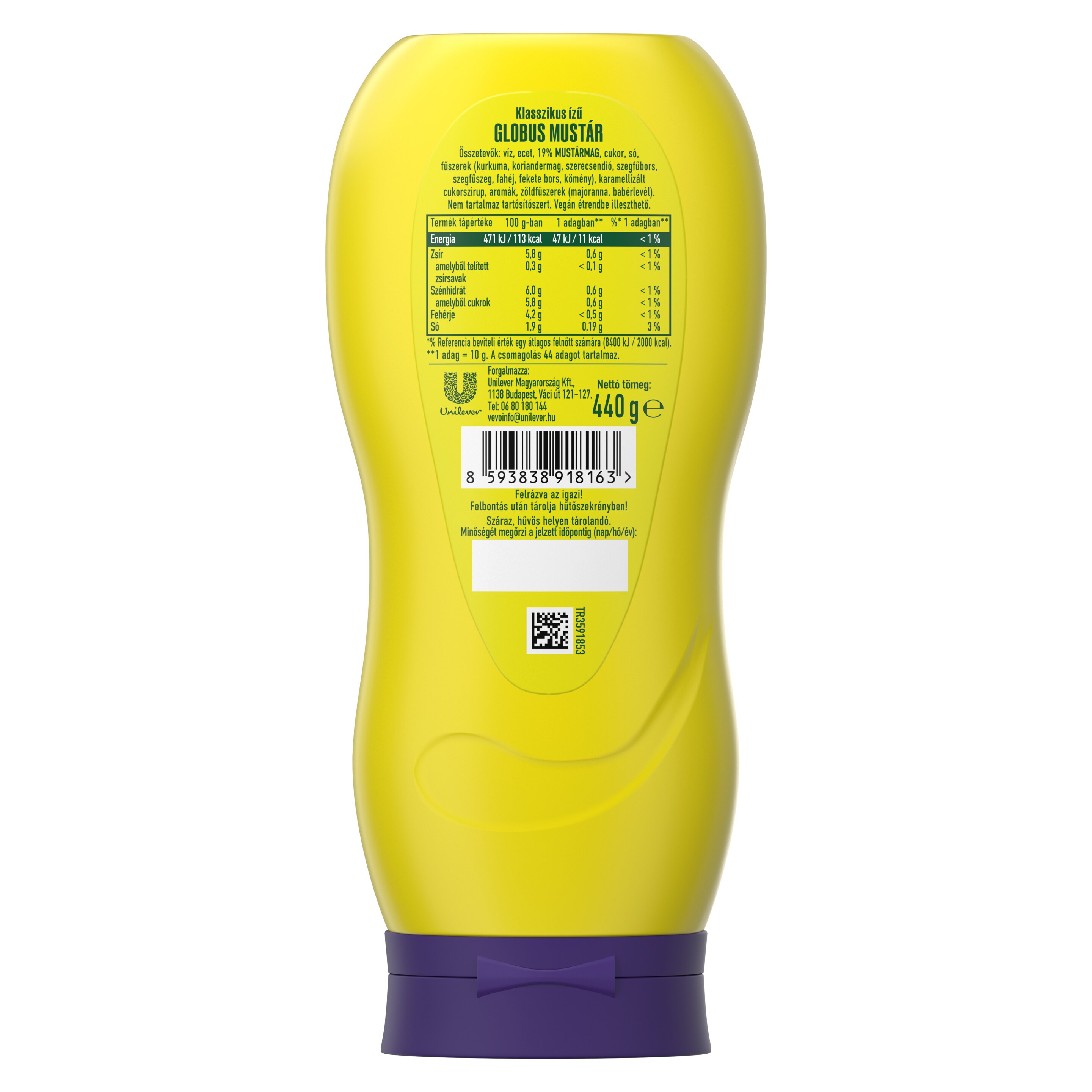 GLOBUS Klasszikus ízű Mustár 440g flakonos