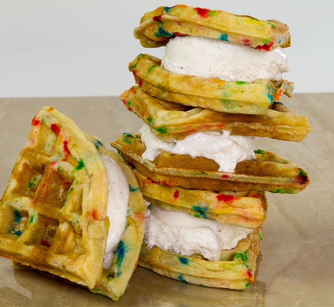 Waffle ice cream sandwiches with Breyers Natural vanilla