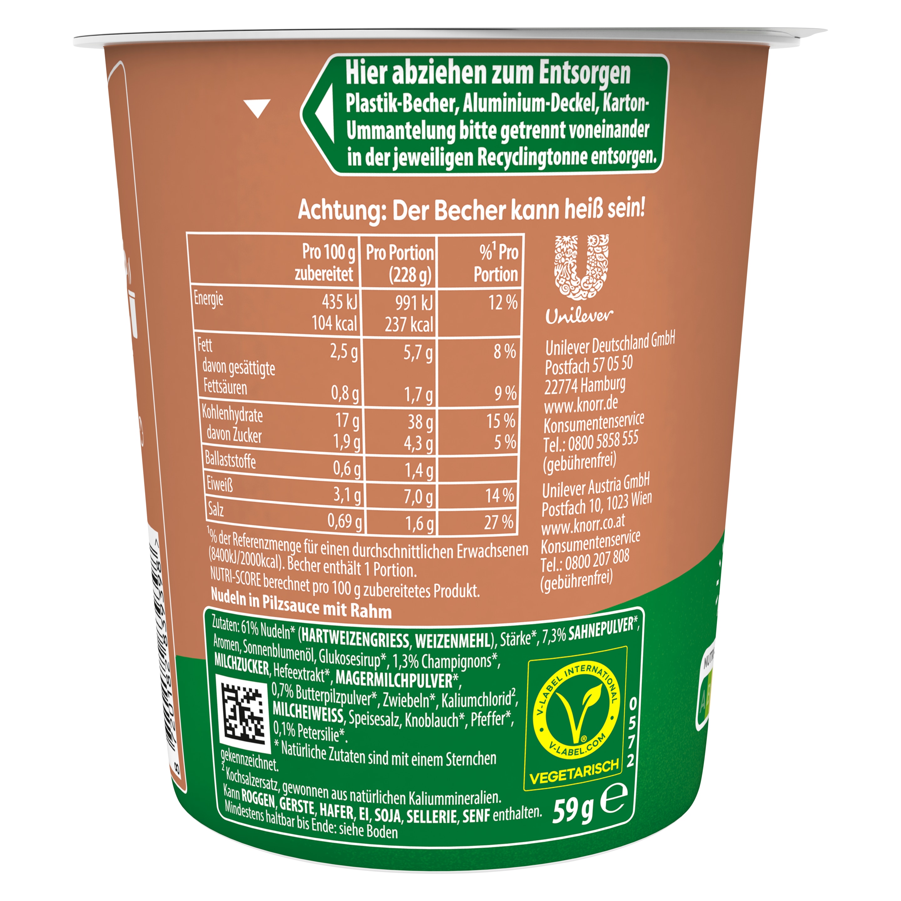 Knorr Snack Pot Pilz&Rahm Becher 1 Portion