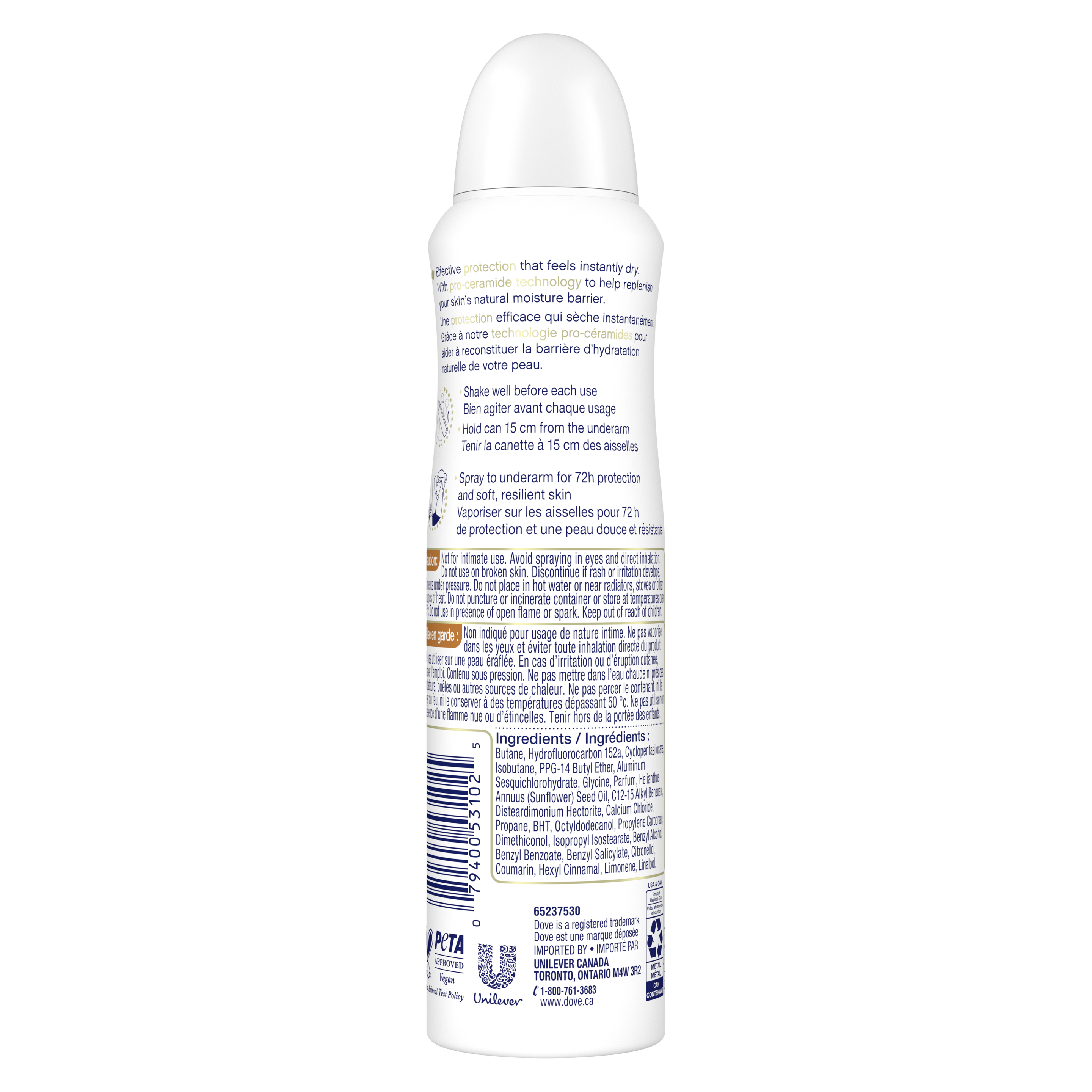 Antisudorifique en vaporisateur à sec Soin avancé au parfum de beurre de karité