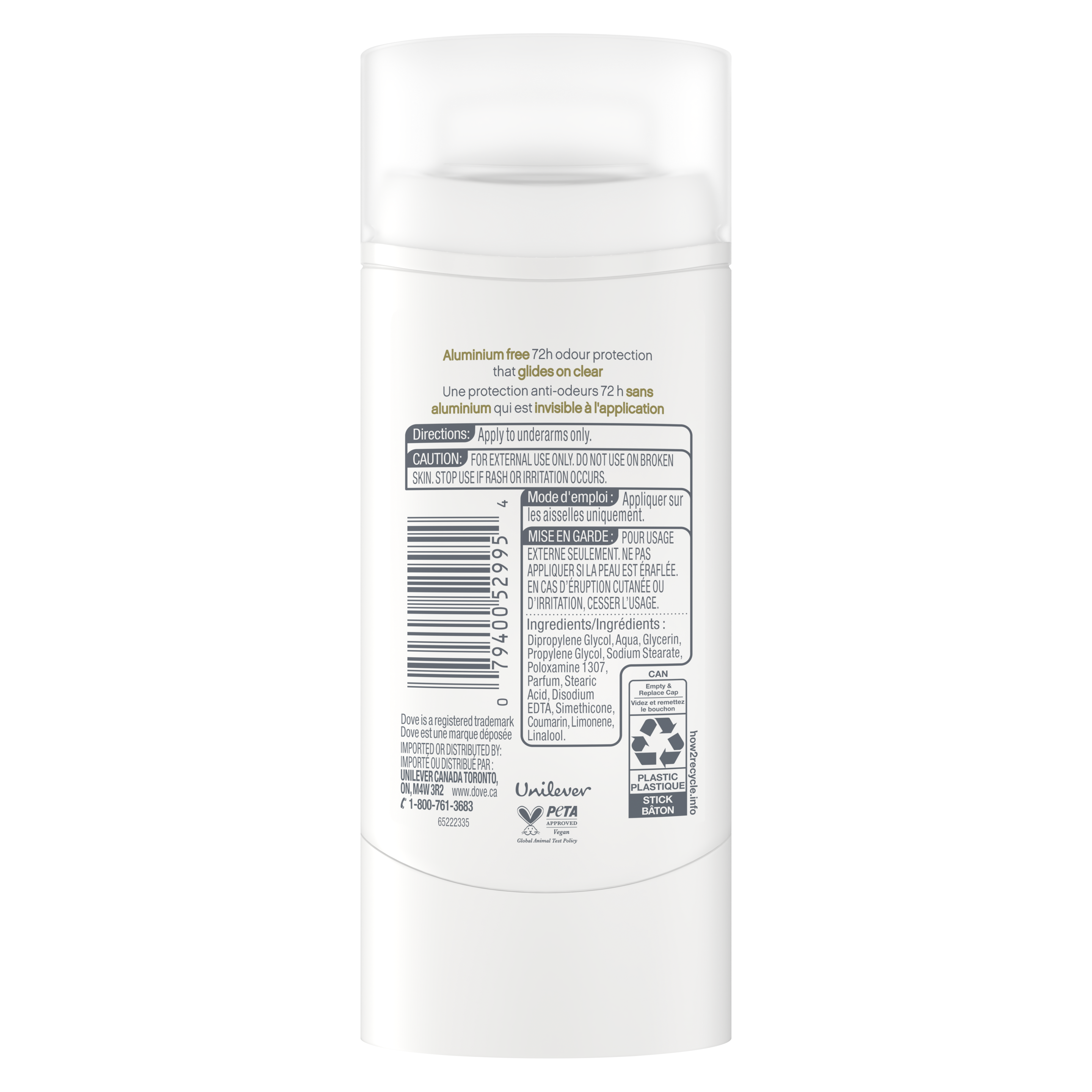 Dove Aluminum Free Deodorant Stick Sparkling Vanilla