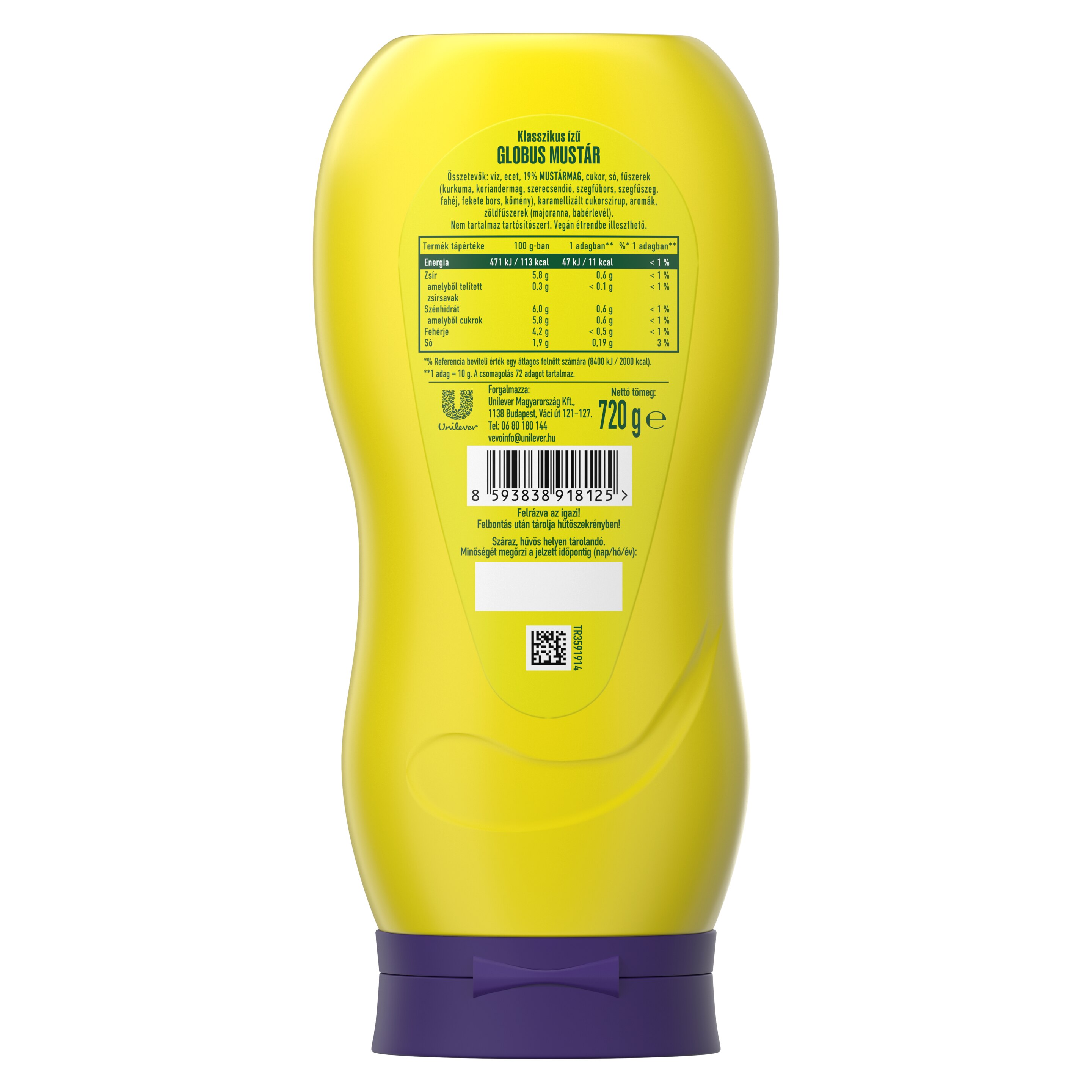 GLOBUS Klasszikus ízű Mustár 720g flakonos