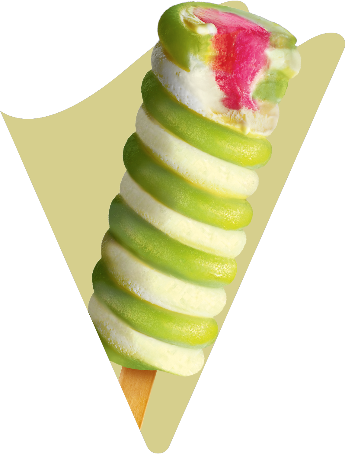 Twister ice cream with red background.