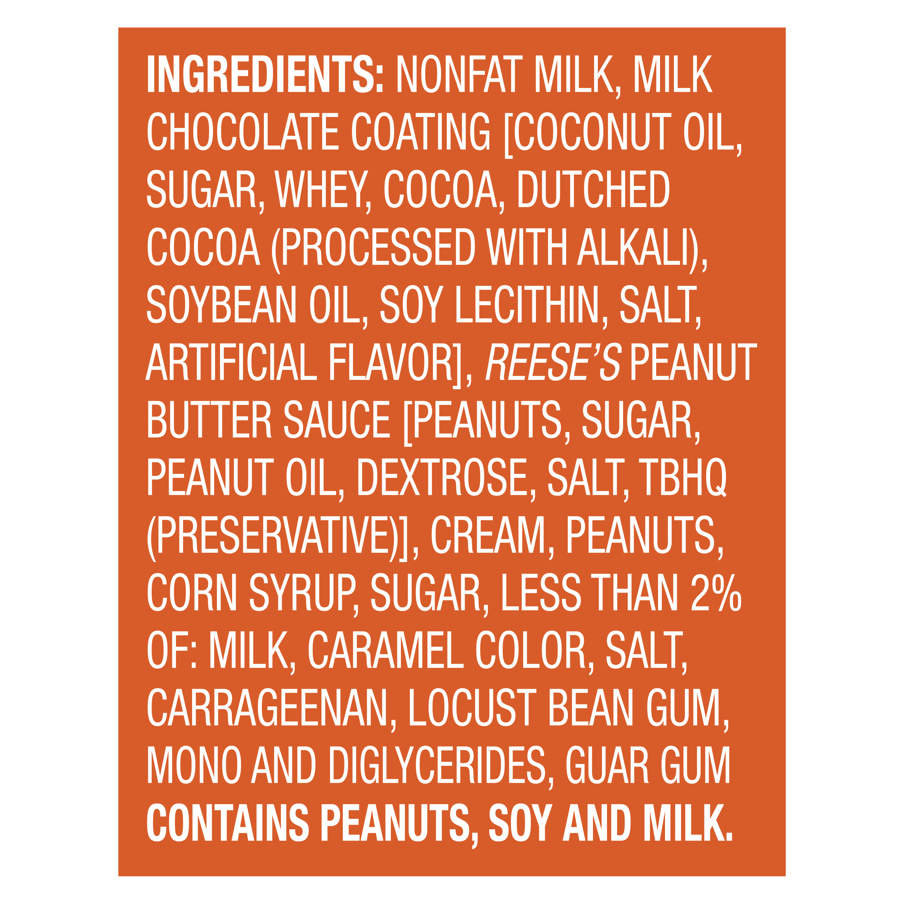 A 6 pack carton of  REESE'S Crunchy Peanut Bars Ingredient List