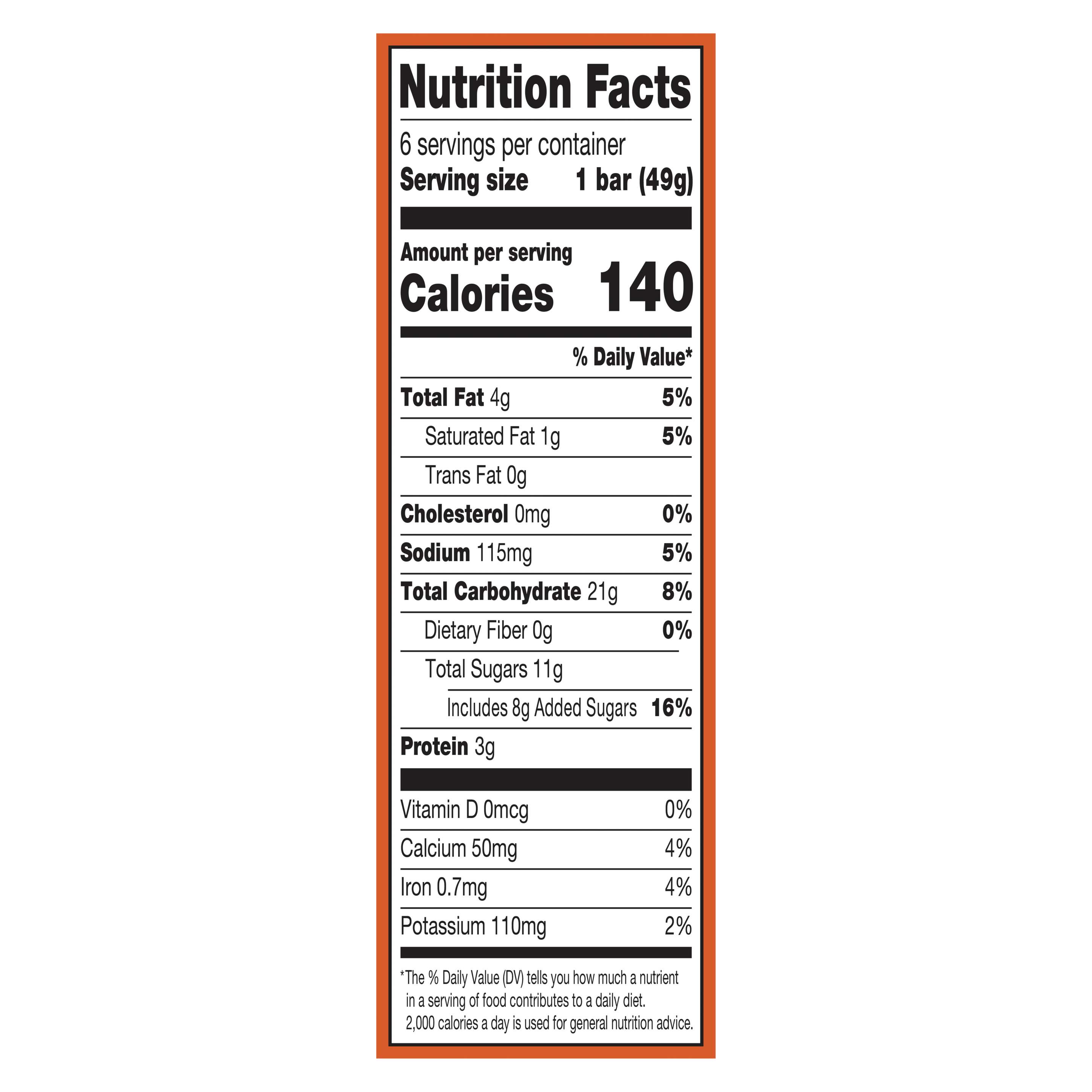 A 6 pack carton of  REESE'S Crunchy Peanut Bars Nutrition Panel