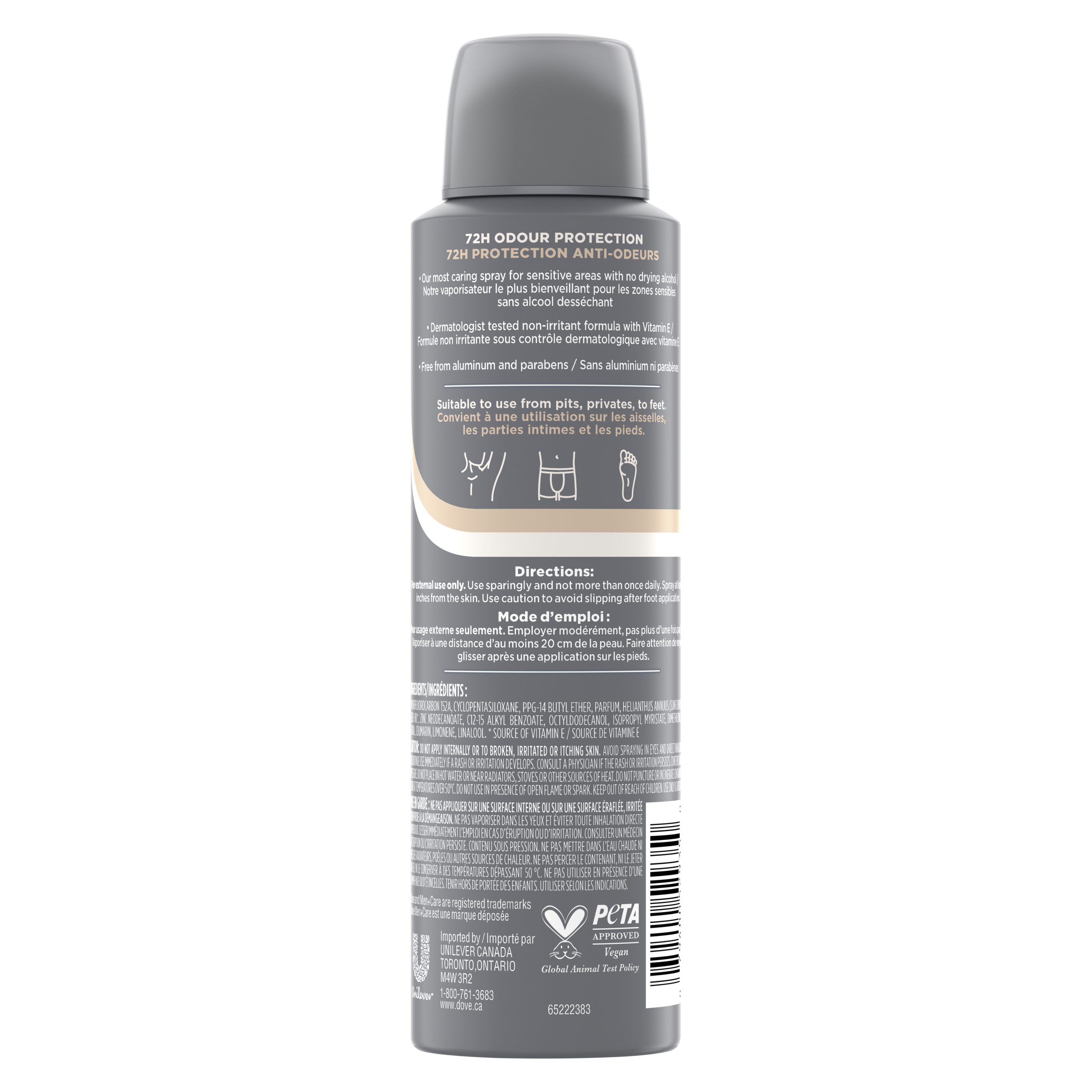 Désodorisant en vaporisateur tout le corps Dove Men+Care Vanille + beurre de cacao