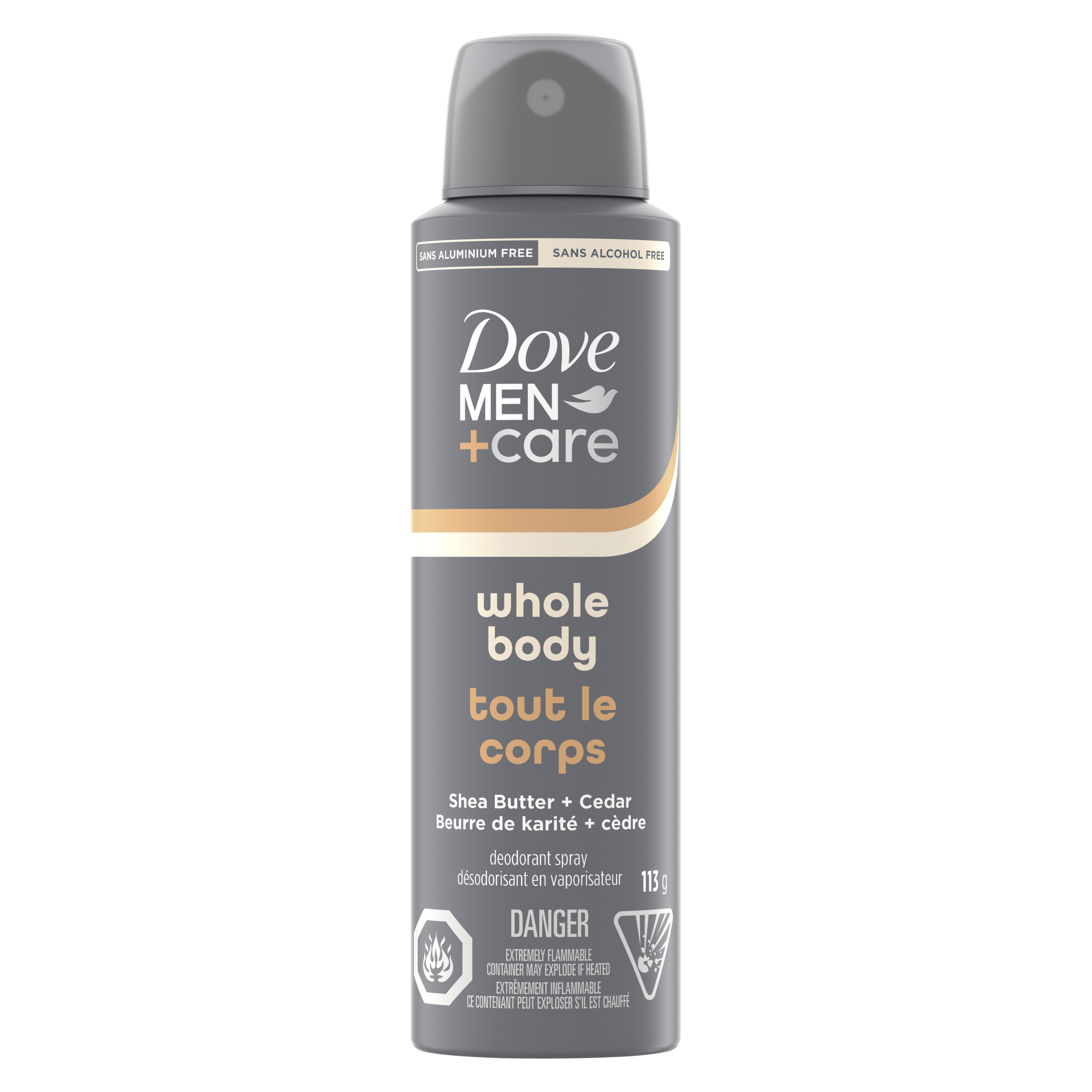 Dove Men+Care Deodorant Spray Whole Body Shea Butter + Cedar packshot