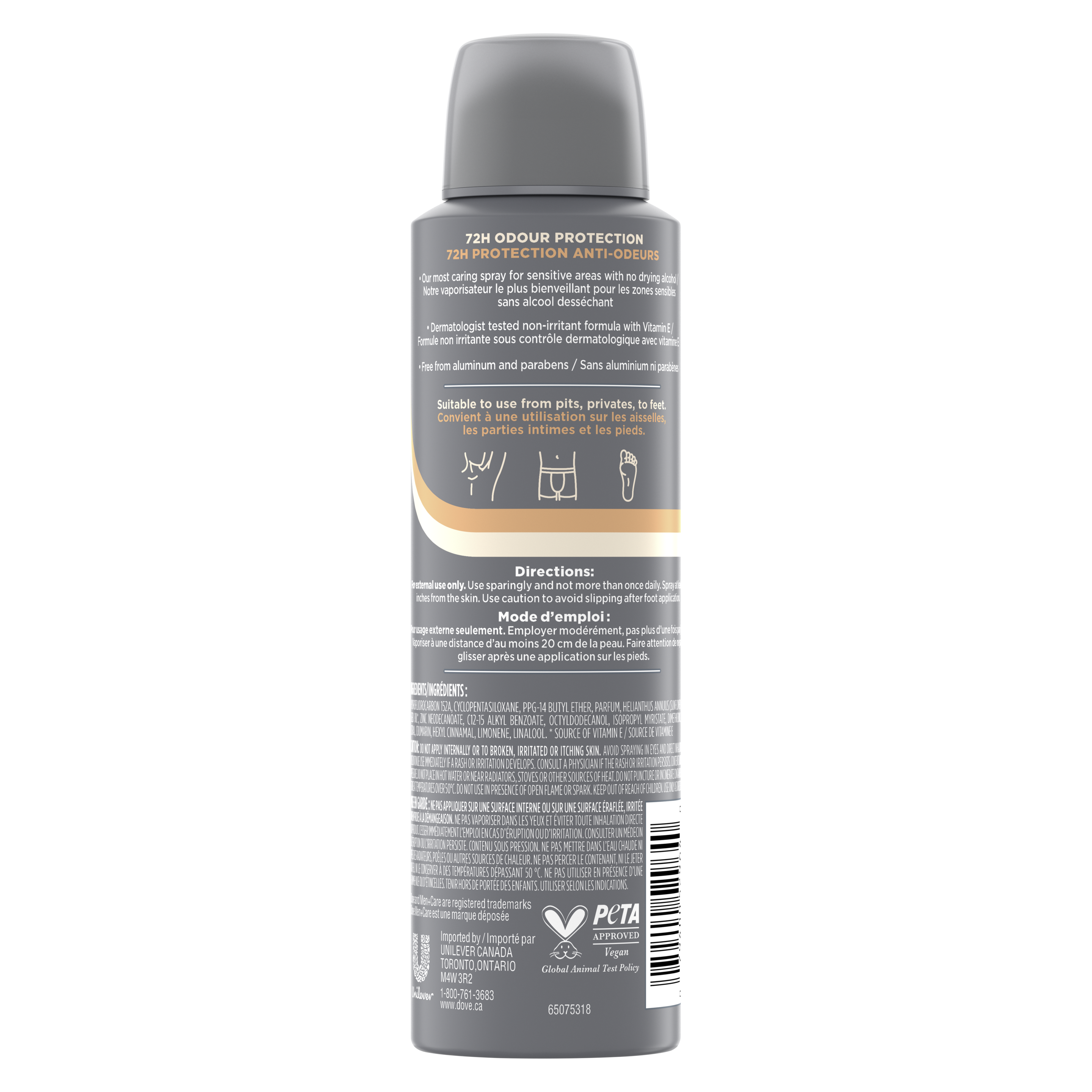 Désodorisant en vaporisateur tout le corps Dove Men+Care Beurre de karité + cèdre