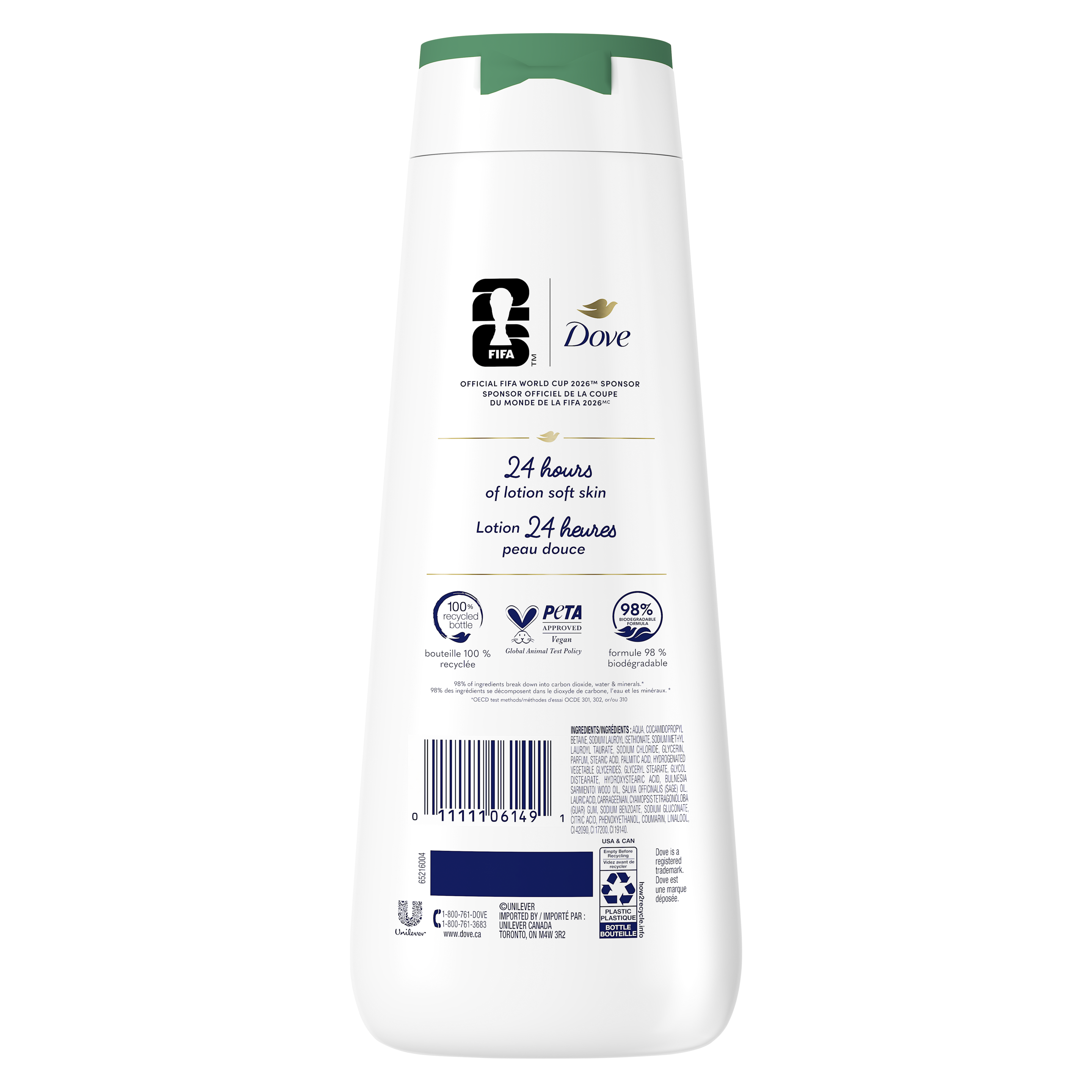 Nettoyant corporel Dove Édition imitée FIFA Bois d'ambre et huile de sauge