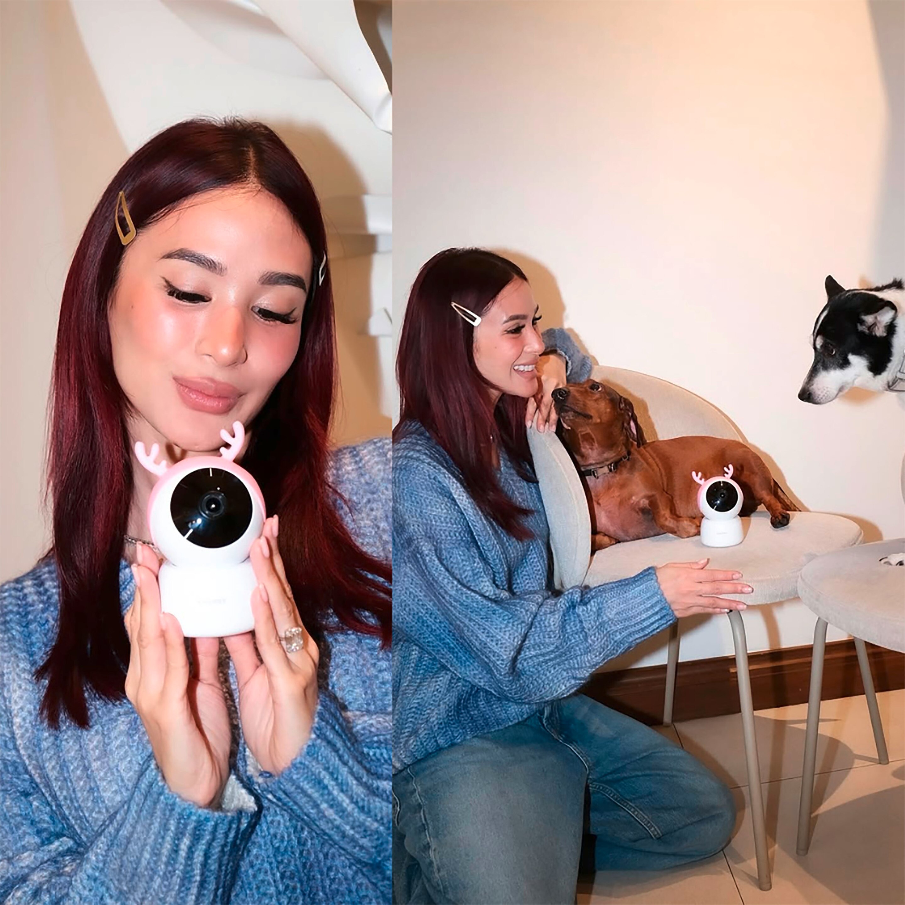 Filipina style icon wears metal clips on her hair.