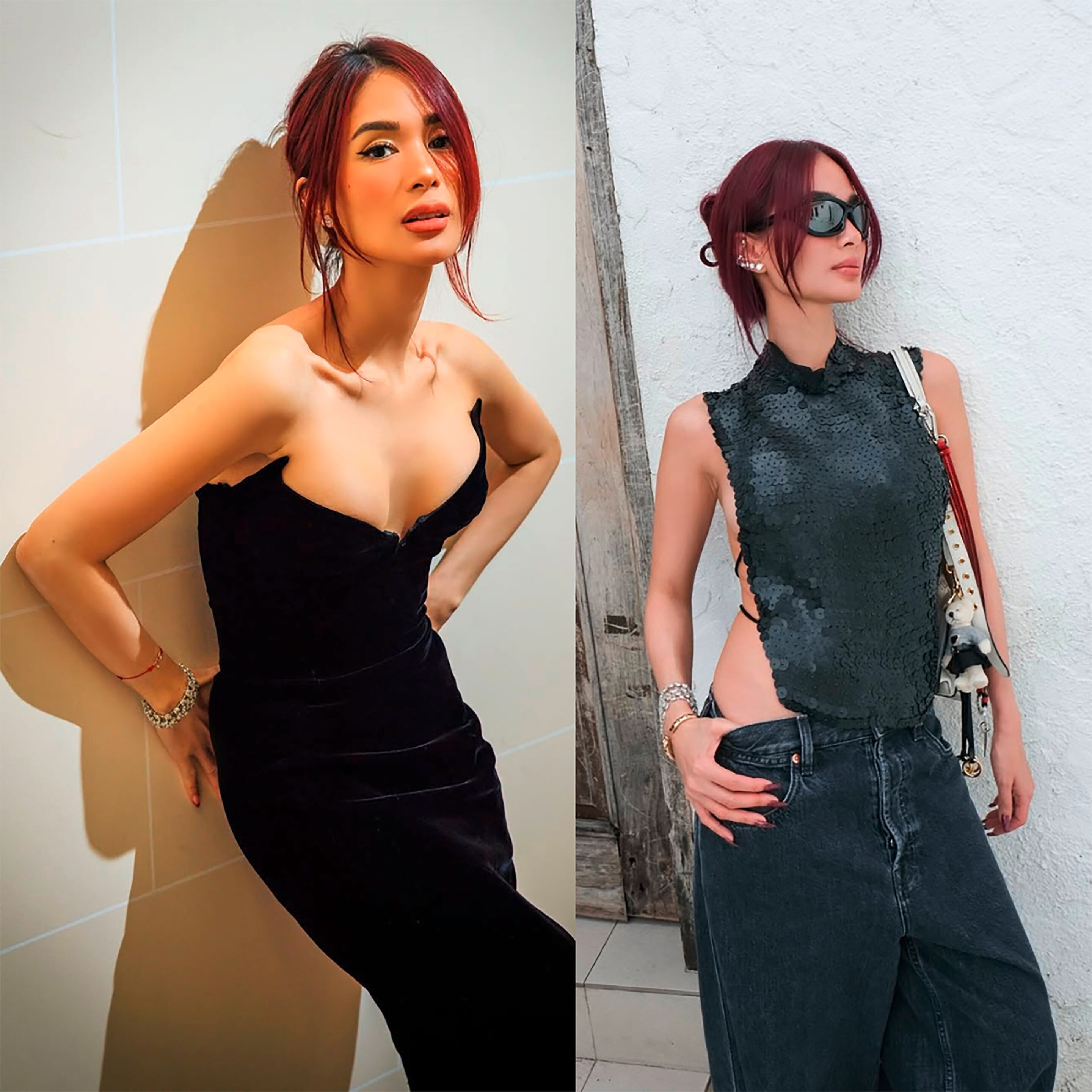 Style star wears a messy bun.