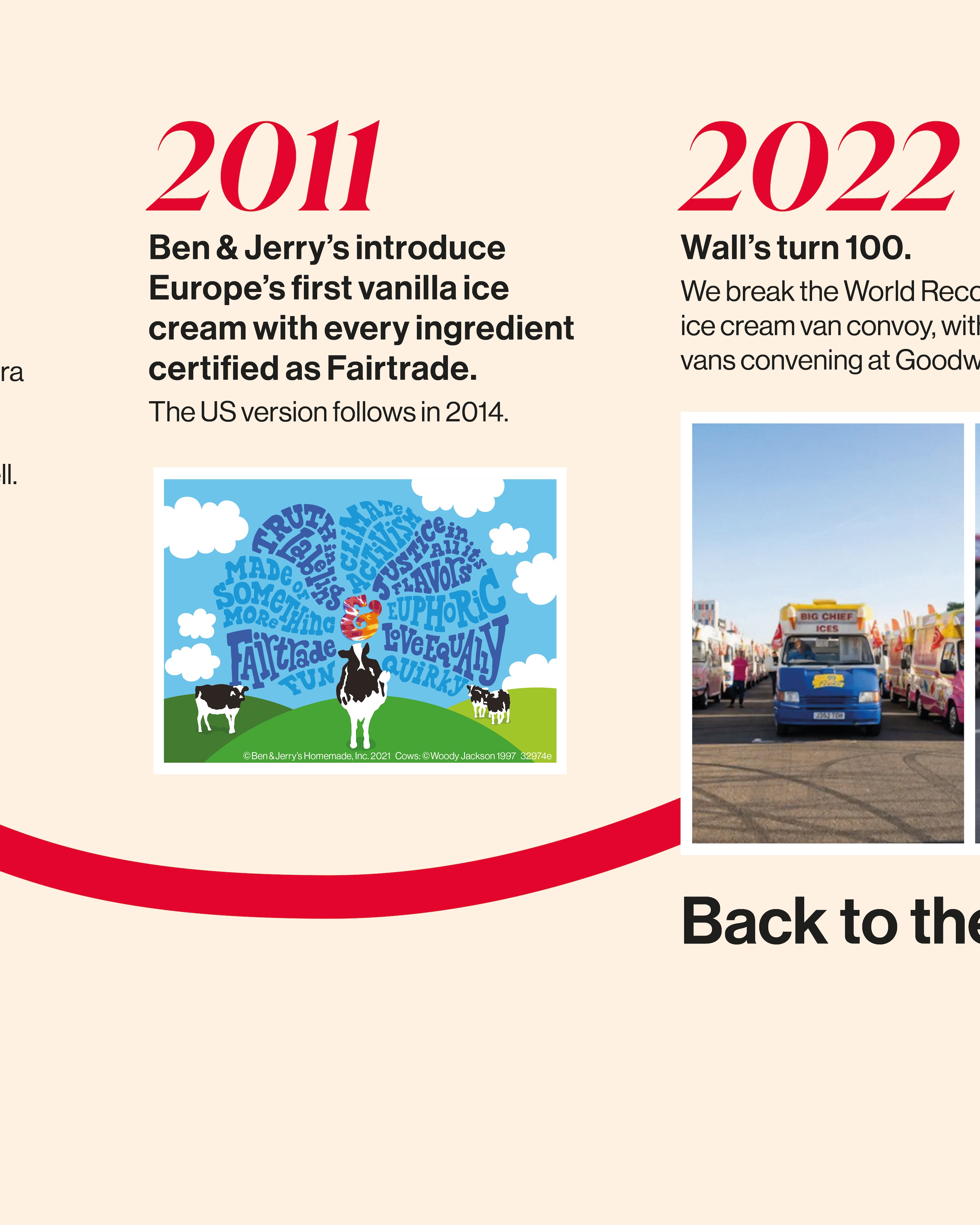 Ben & Jerry's Fairtrade vanilla ice cream advertisement with cartoon cows and text 