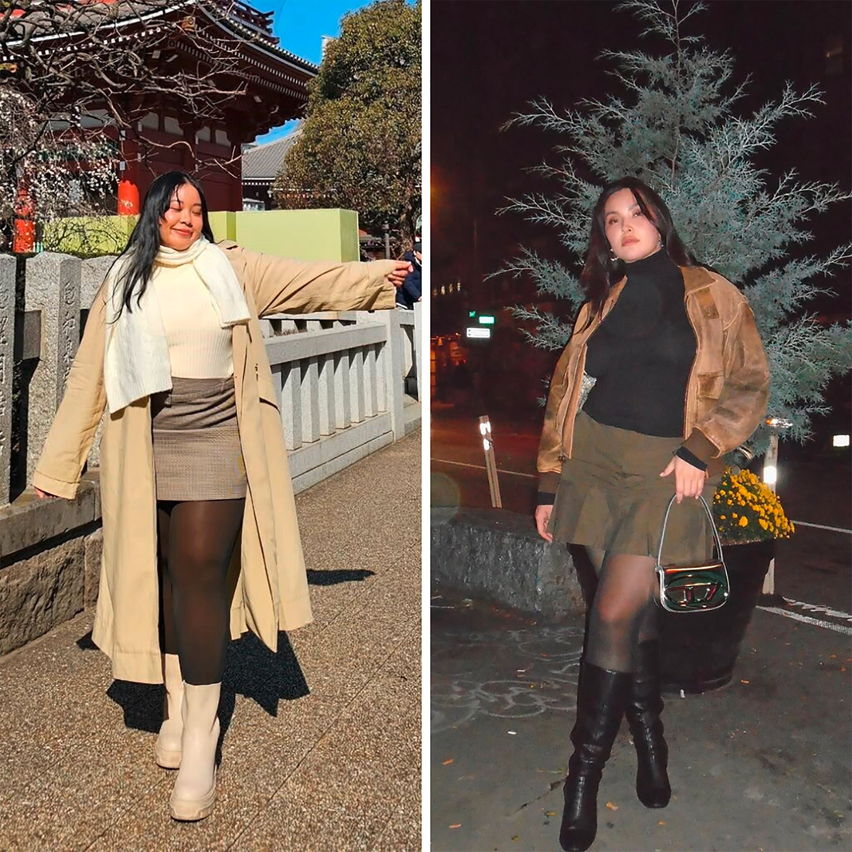Stylish plus-size women wearing layers.