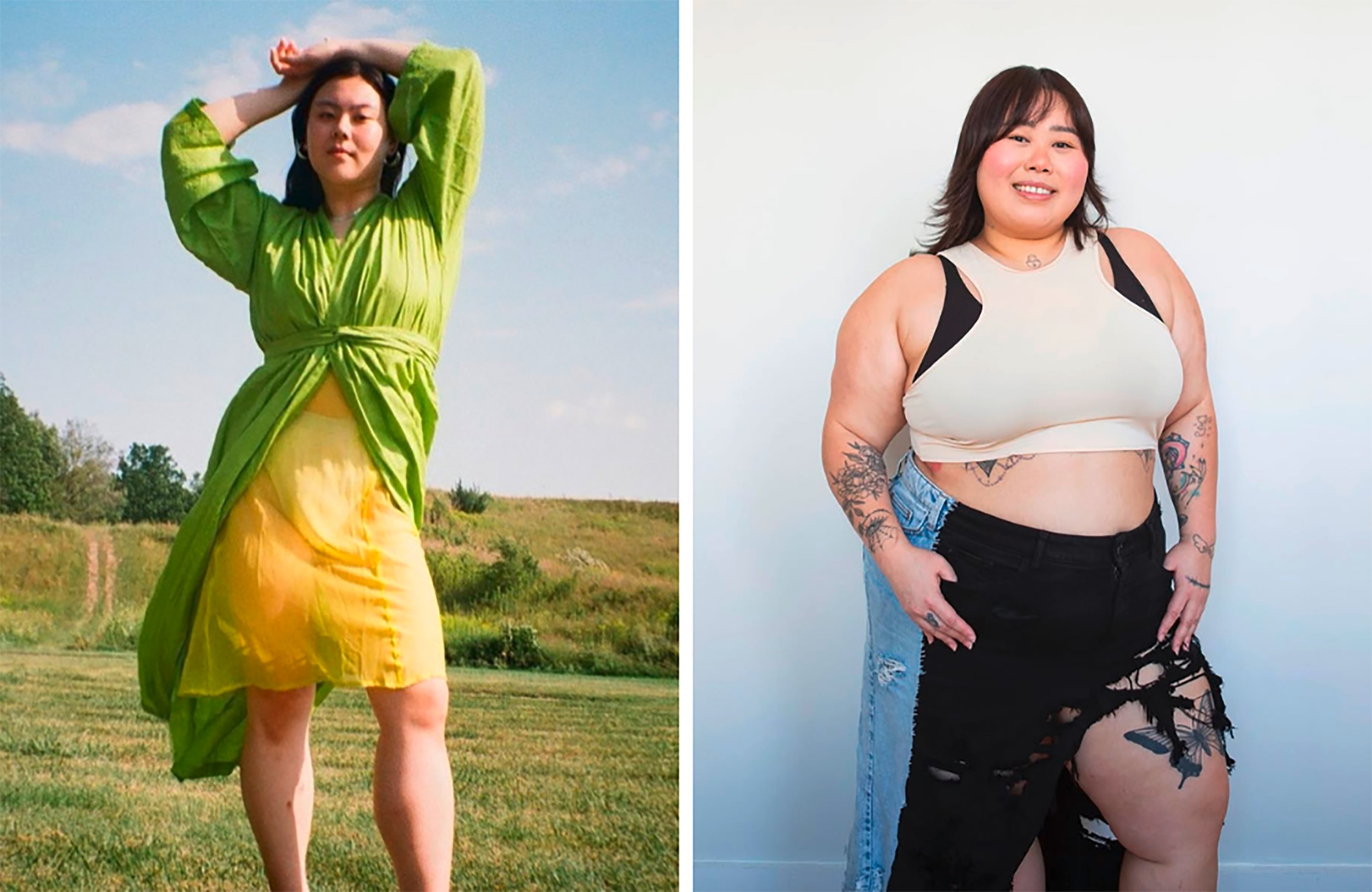 Plus-size women in stylish outfits.