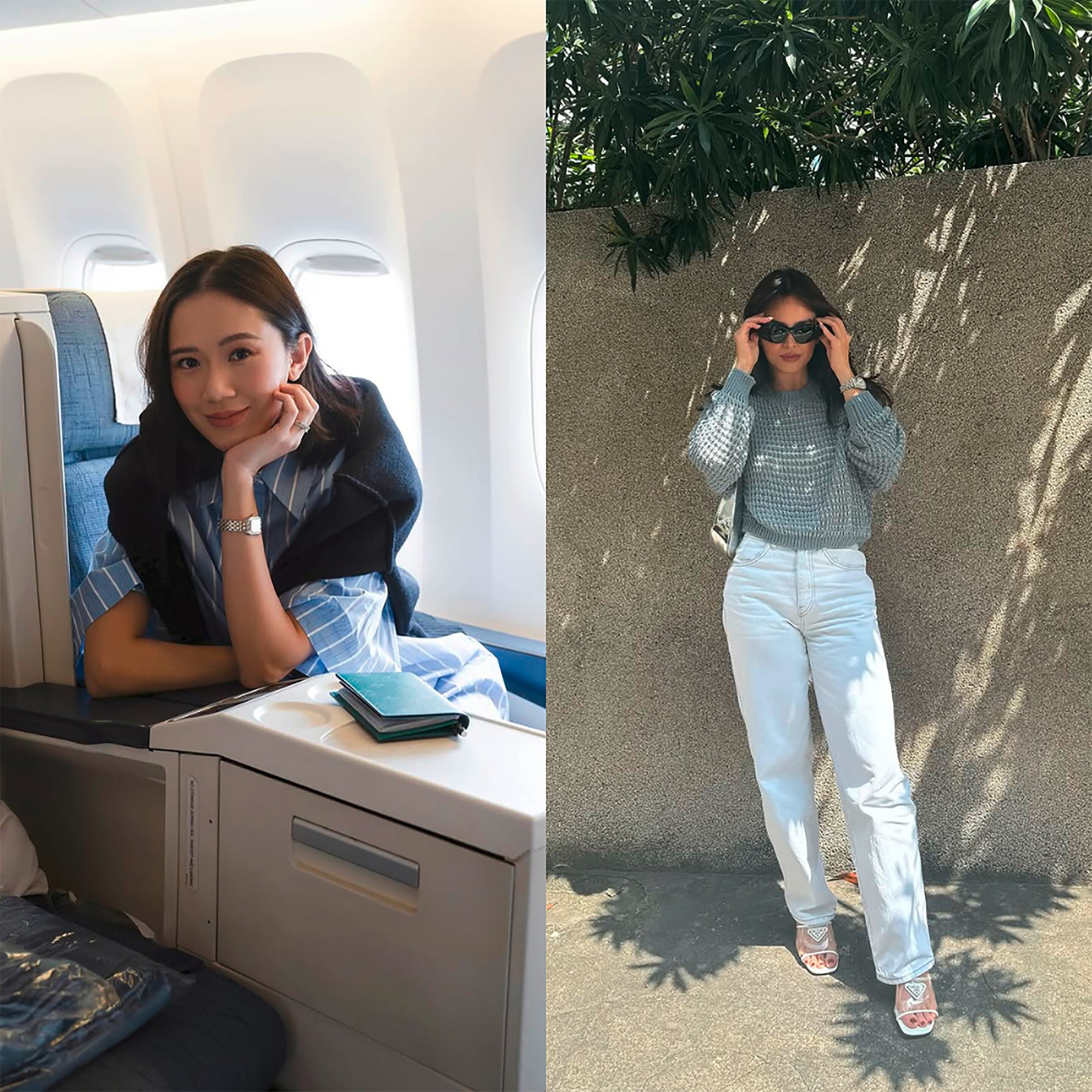 Women in neutral-toned outfits.