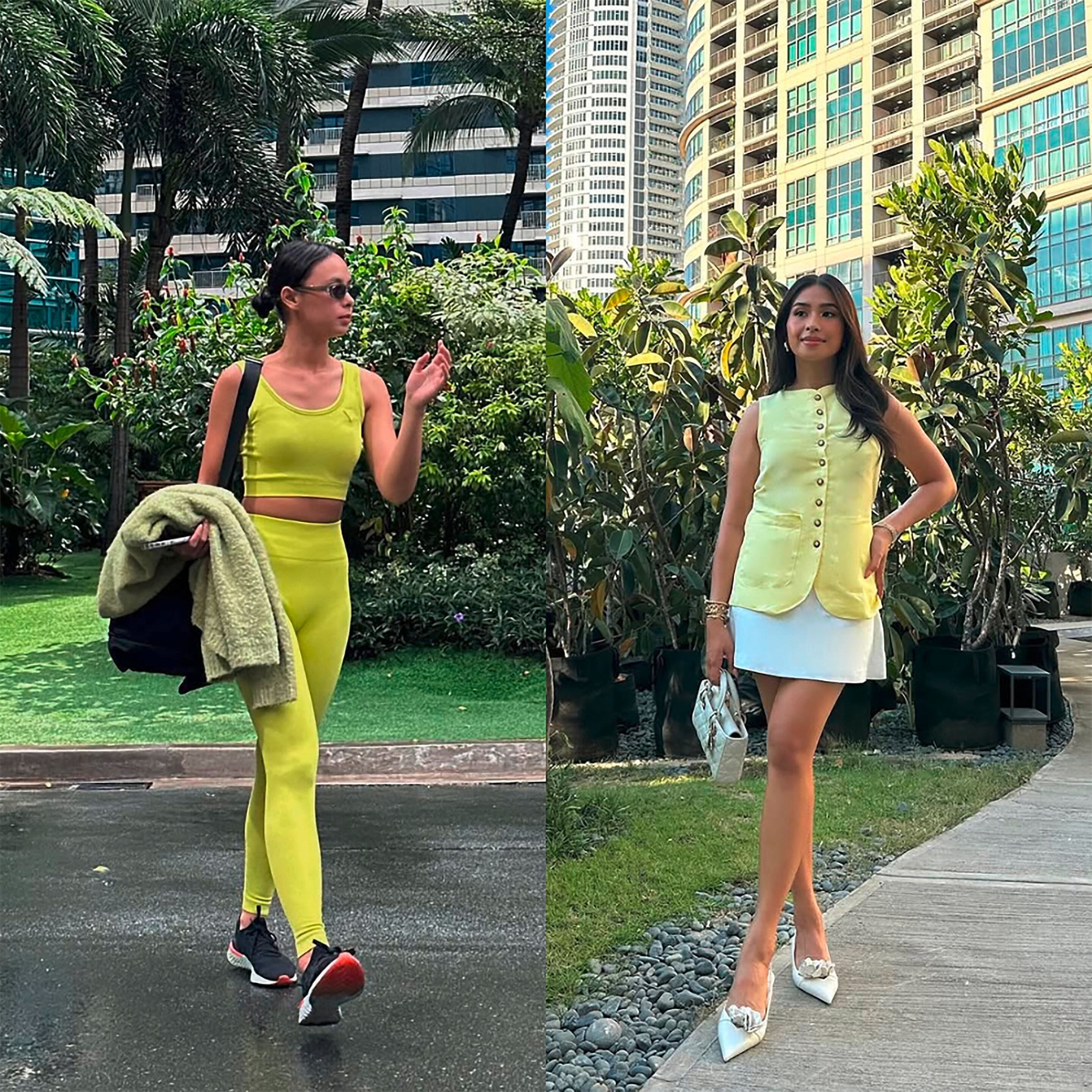 Women in neon yellow outfits.