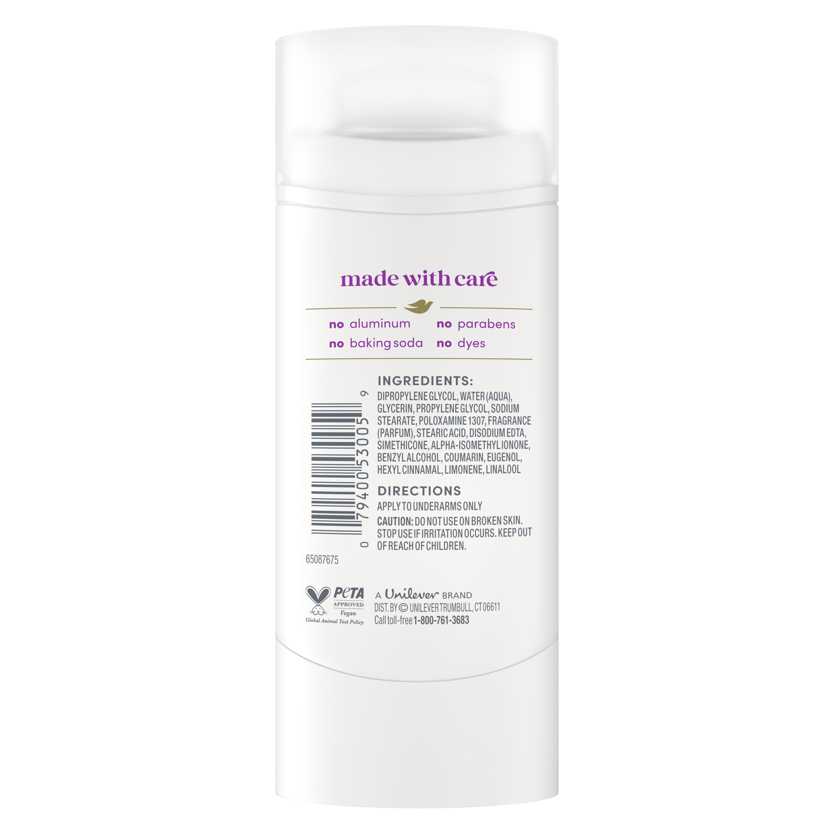 Aluminum Free Deodorant Stick Coconut & Pink Jasmine