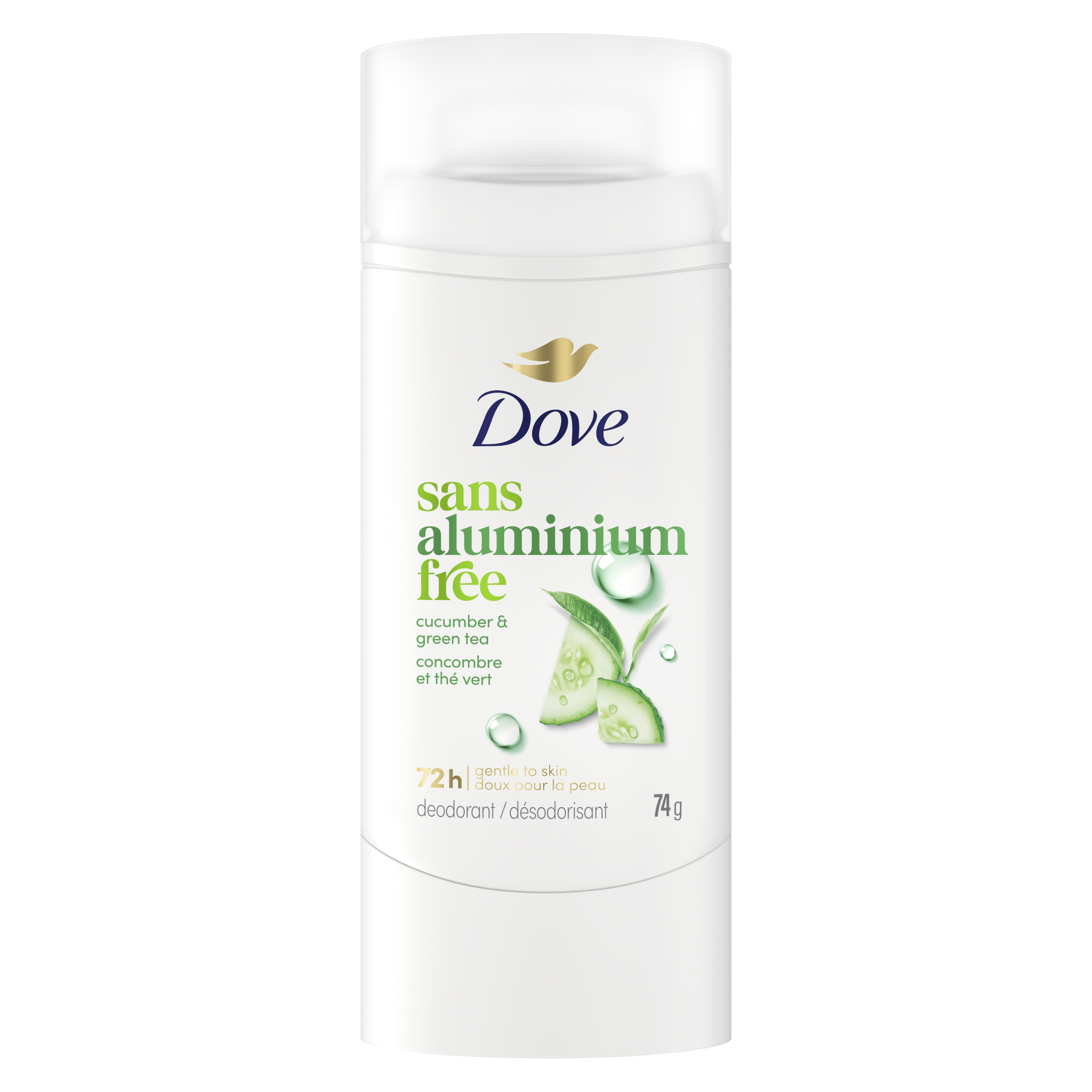 Bâton désodorisant sans aluminium concombre et thé vert Dove packshot