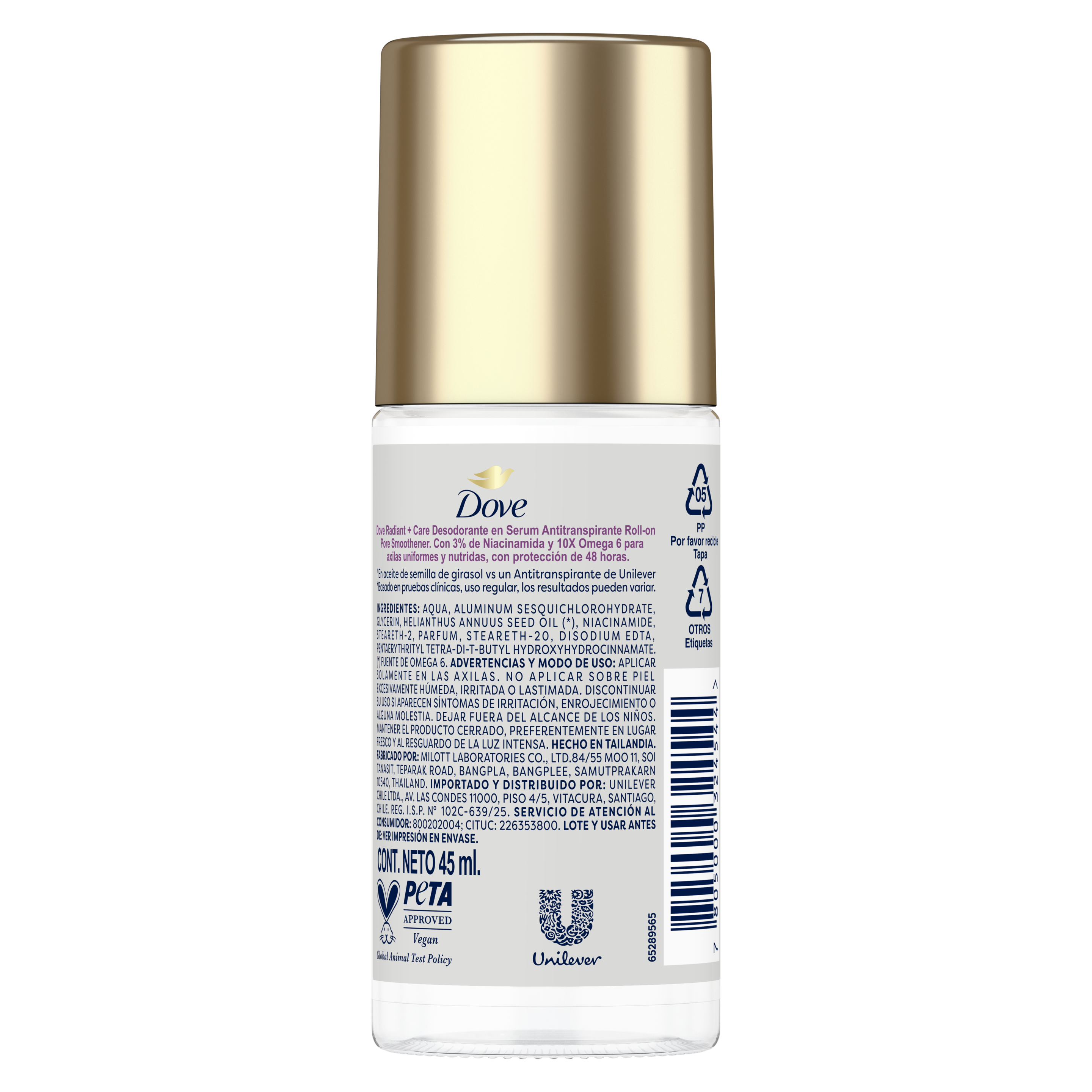 Dove Sérum Desodorante Roll On 3% Niacinamida + 10x Omega 6 45ml