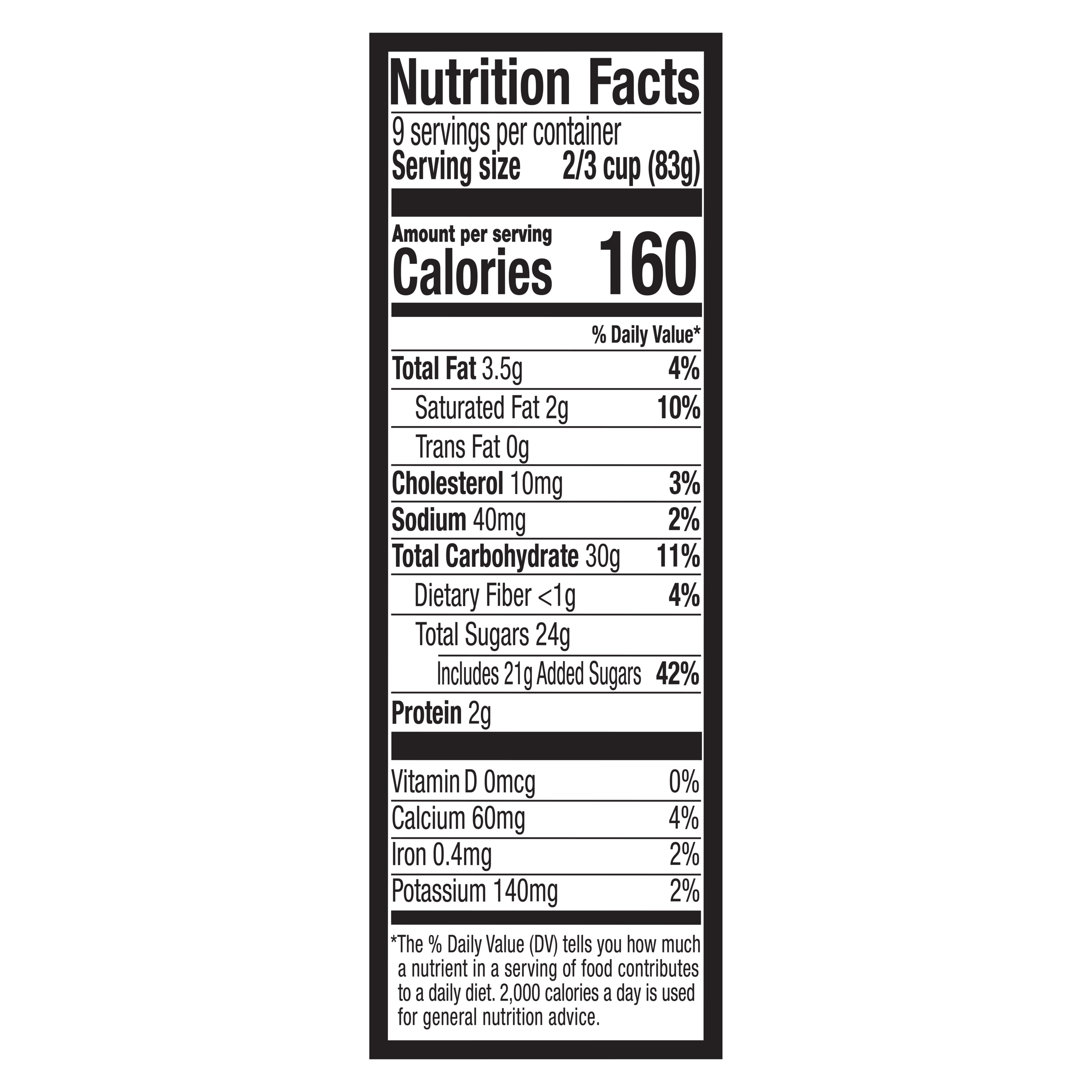 A 48 ounce tub of Breyers® Hot Fudge Brownie Nutritional Panel