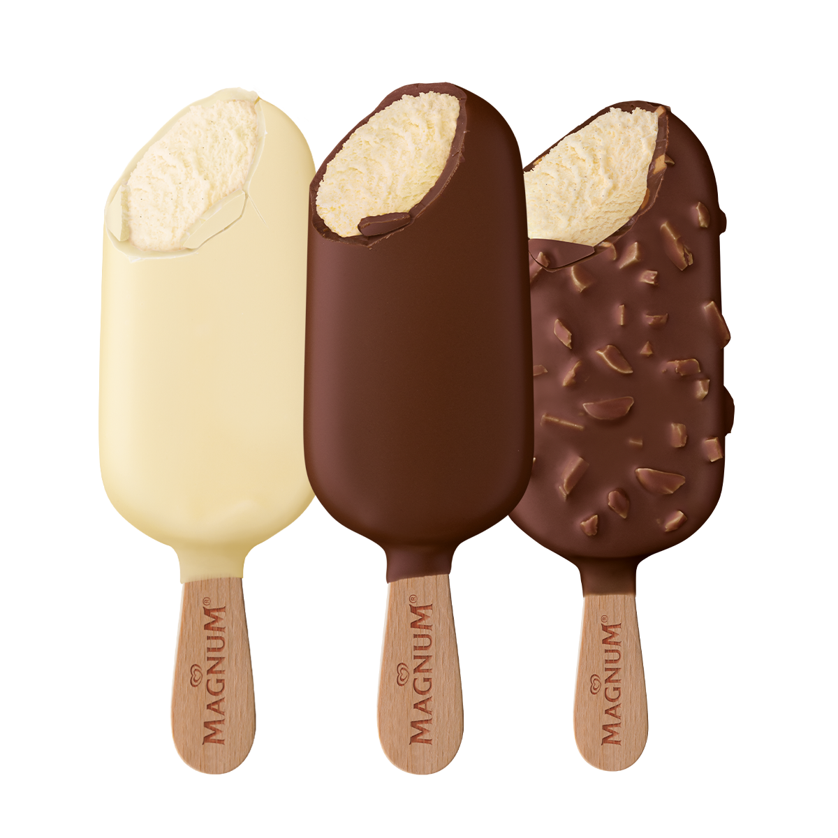 Close-up of Magnum Mini bars varieties.