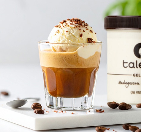 Cup of affogato made with Talenti Madagascan Vanilla Bean