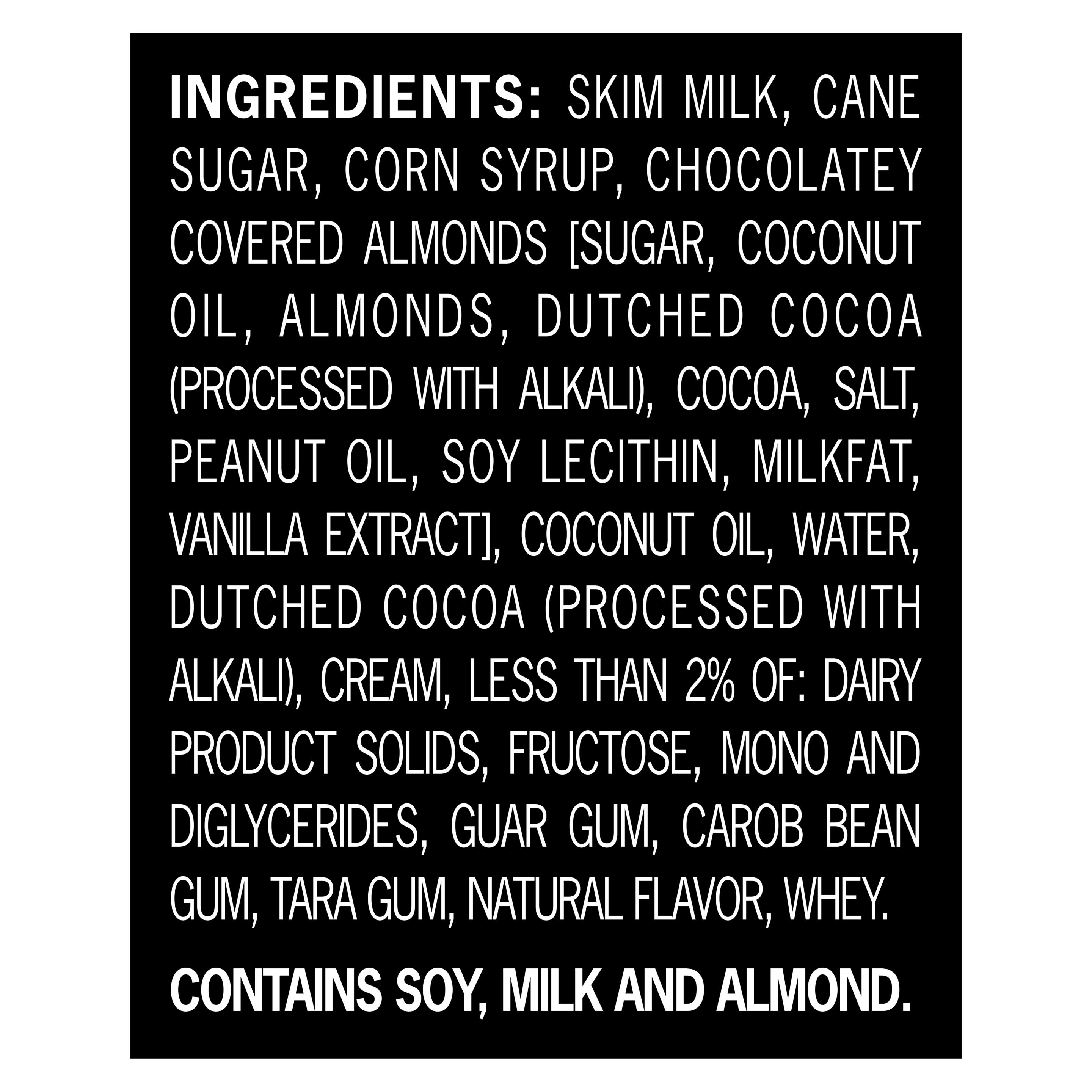 A 48 ounce tub of Breyers® Rocky Road ingredient list