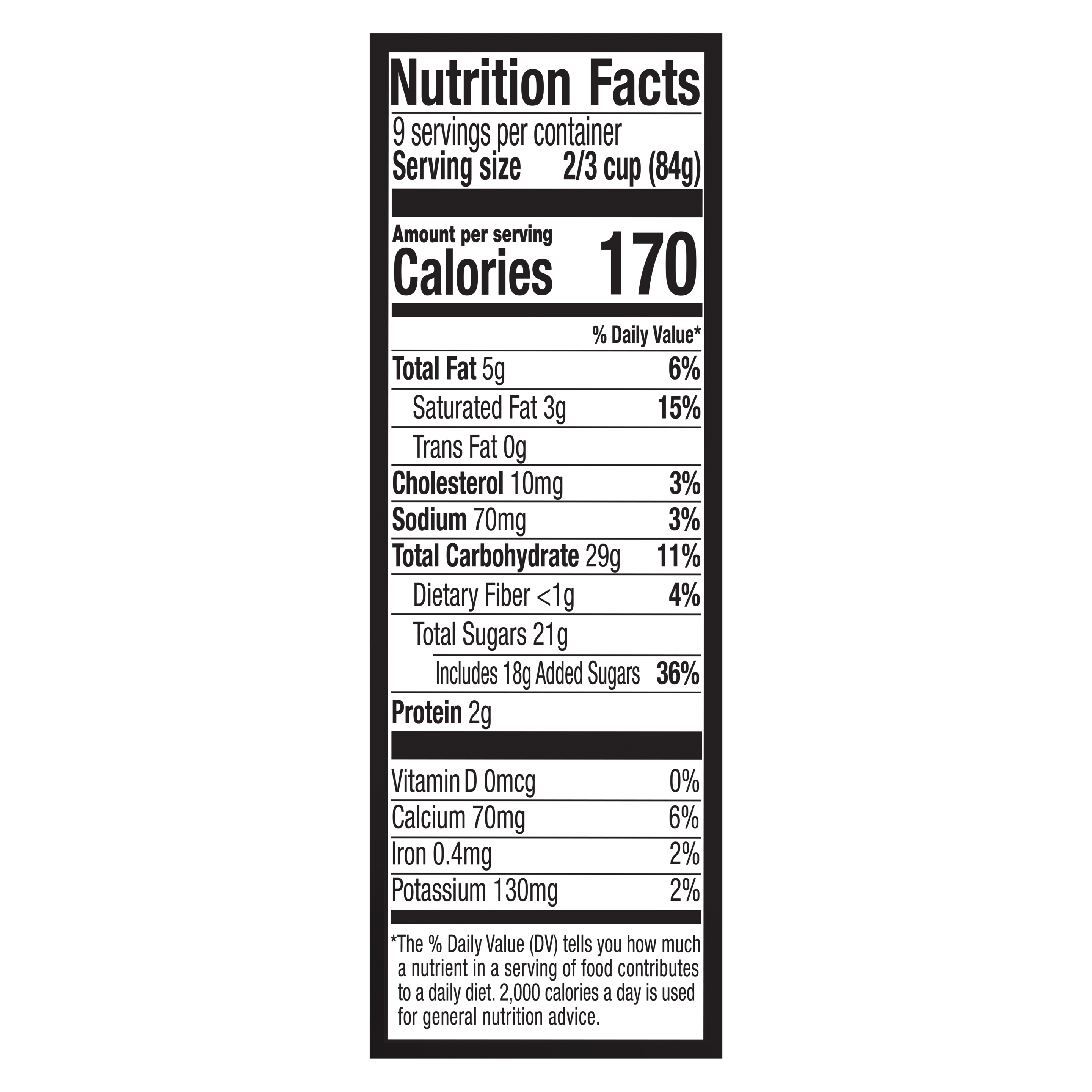 A 48 ounce tub of Breyers® Chocolate Chip Cookie Dough Nutritional Panel