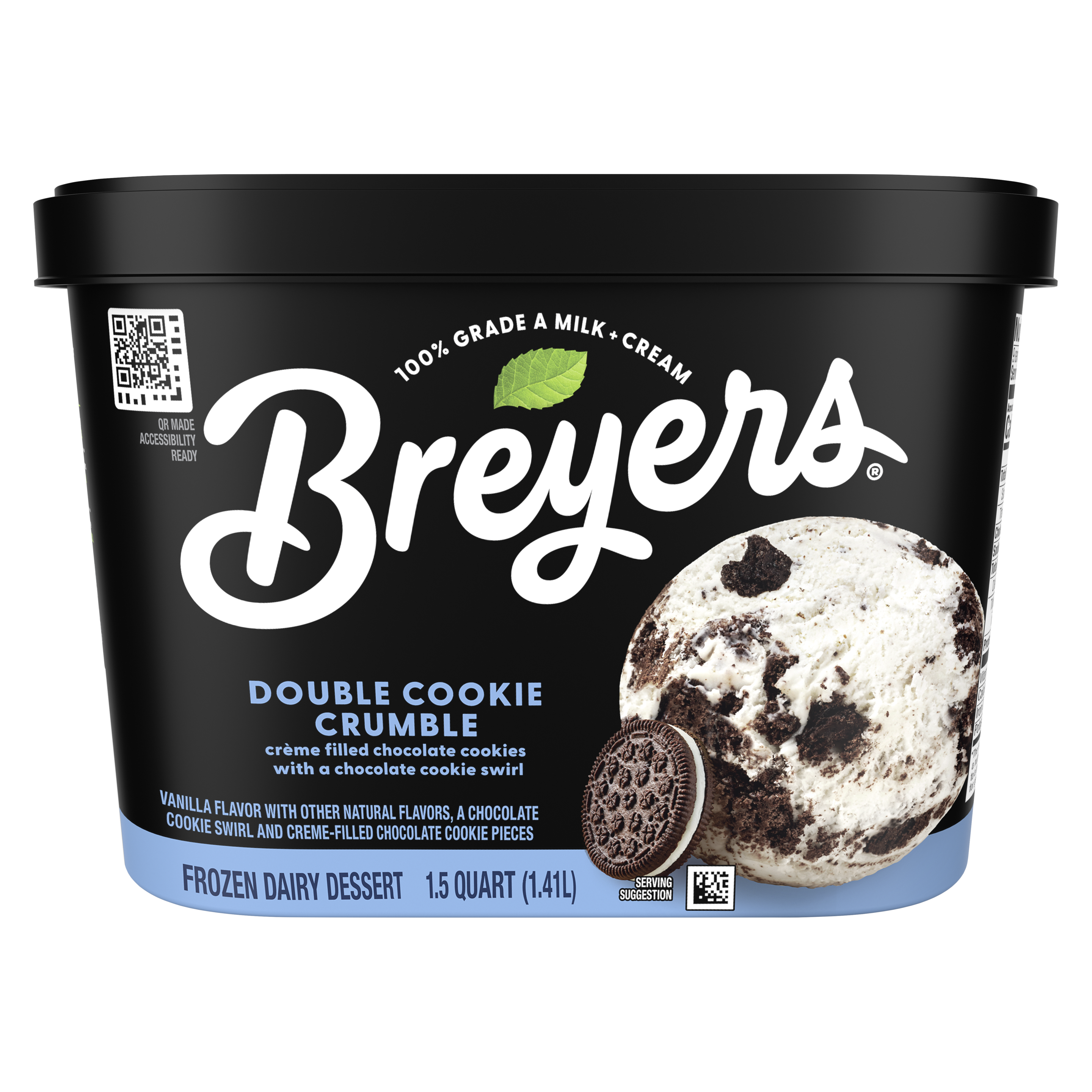 A 48 ounce tub of Breyers® Double Cookie Crumble front of pack