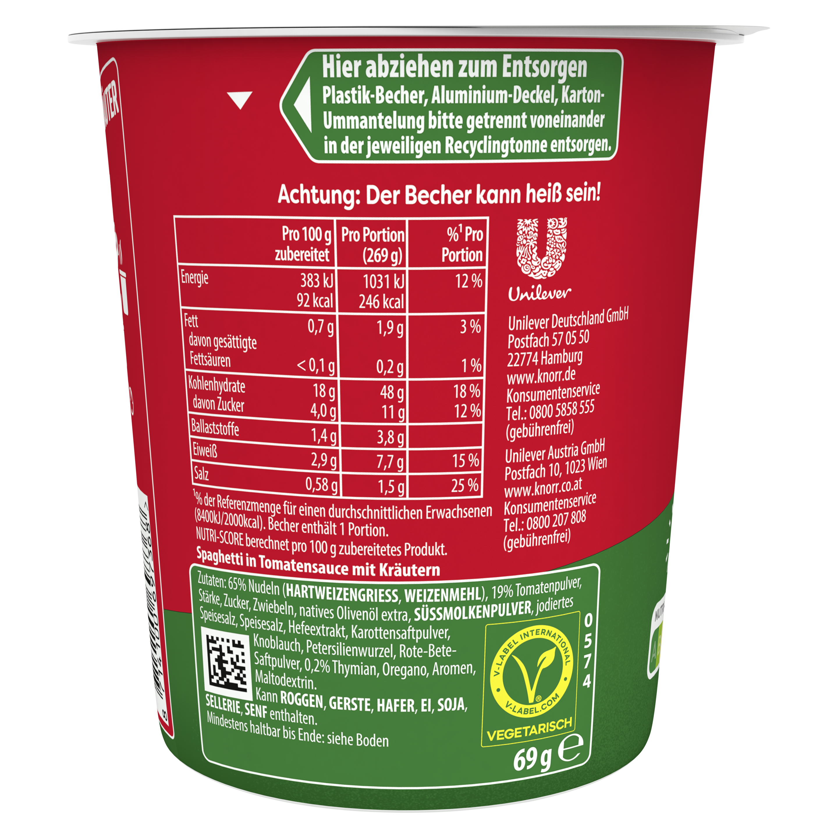 Knorr Pasta Snack Pot Tomaten & Kräuter 1 Portion 69g
