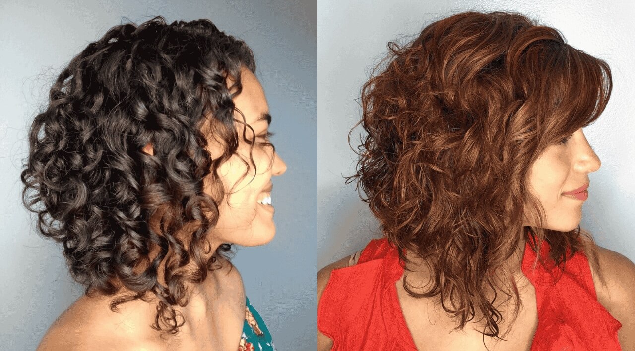 Short wavy lob for curly hair