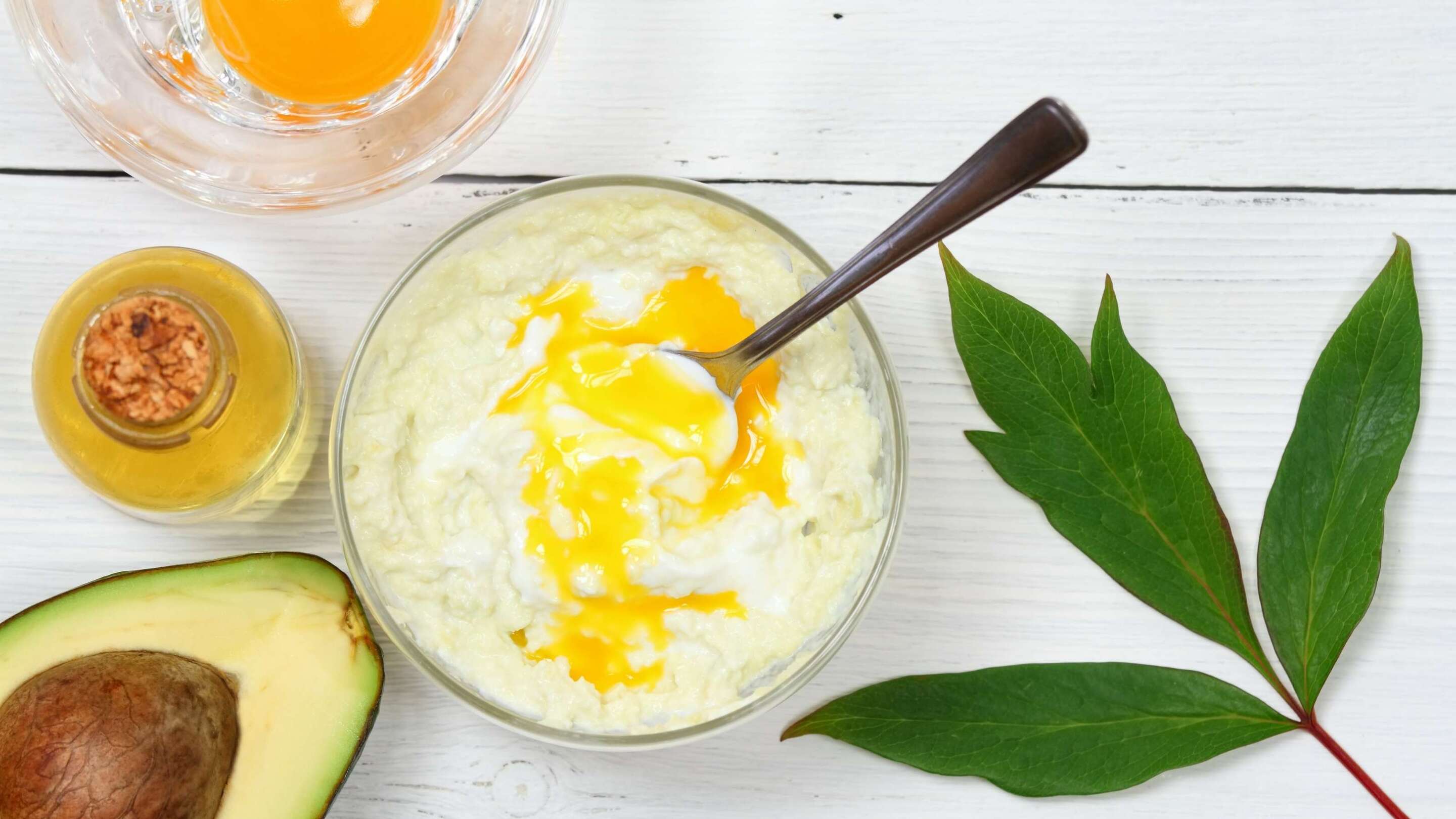 For dry and damaged: Banana + Egg + Olive Oil