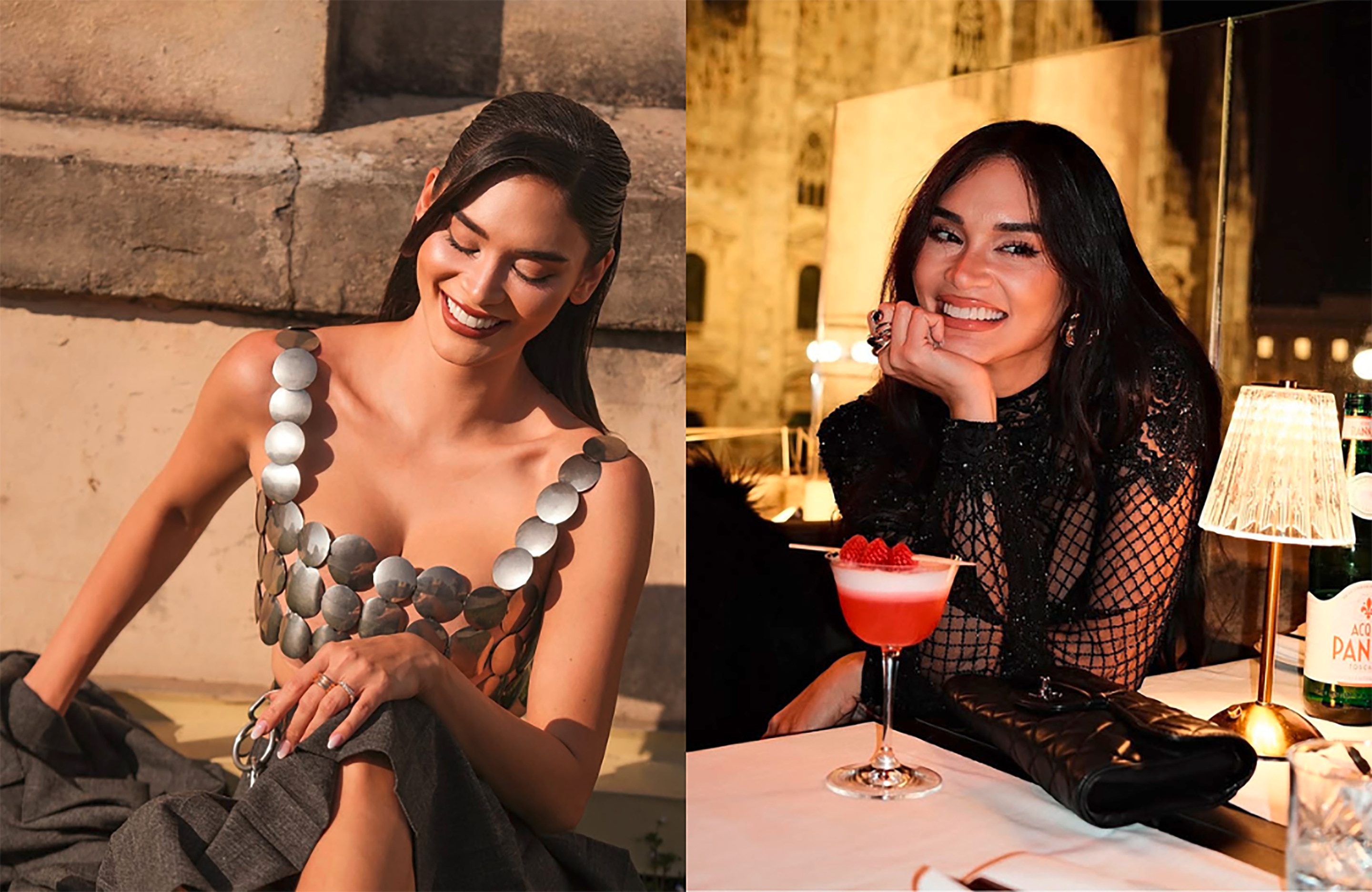 Former beauty queen smiling, showing her veneers.