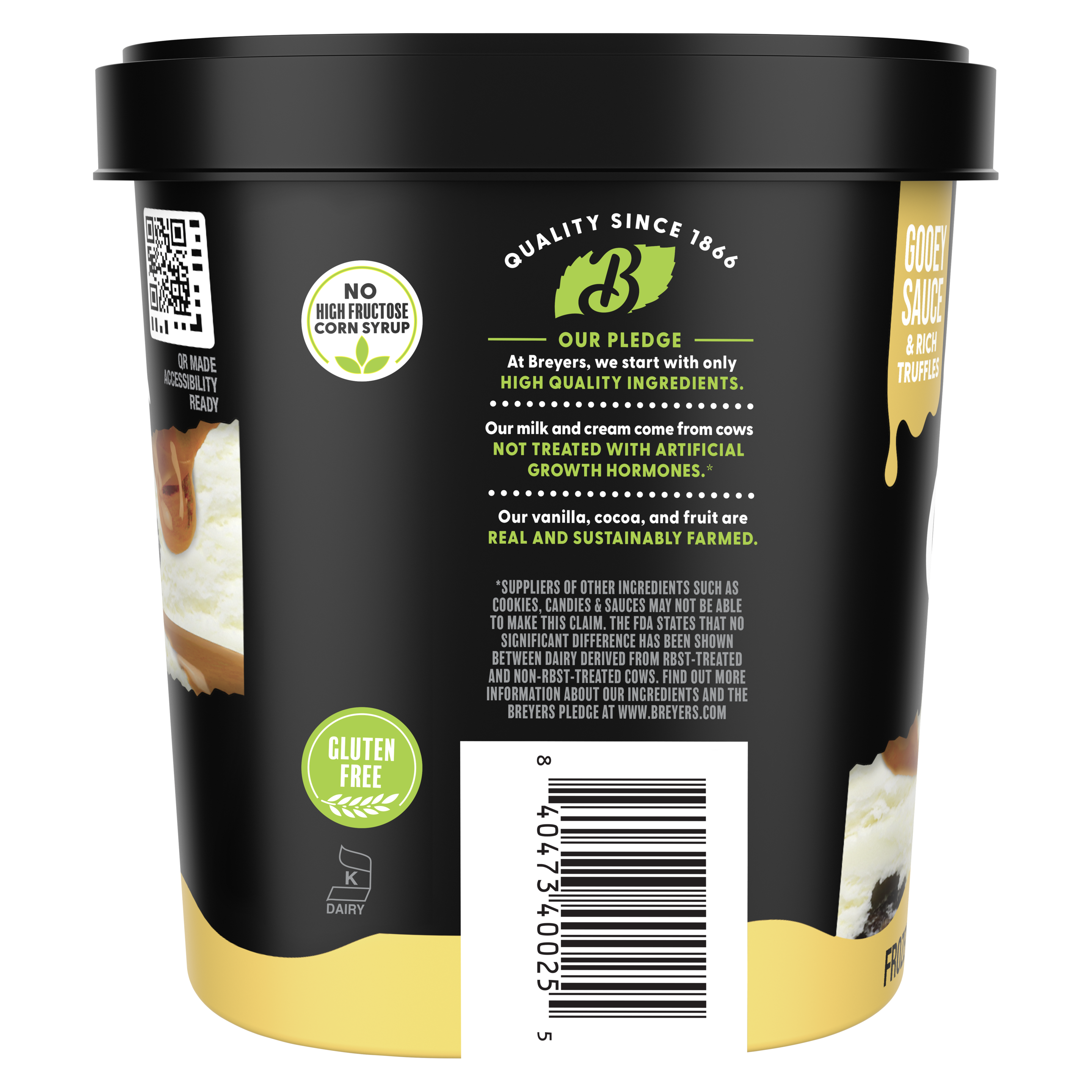 A visual showing the sid eof pack with our Breyers Pledge